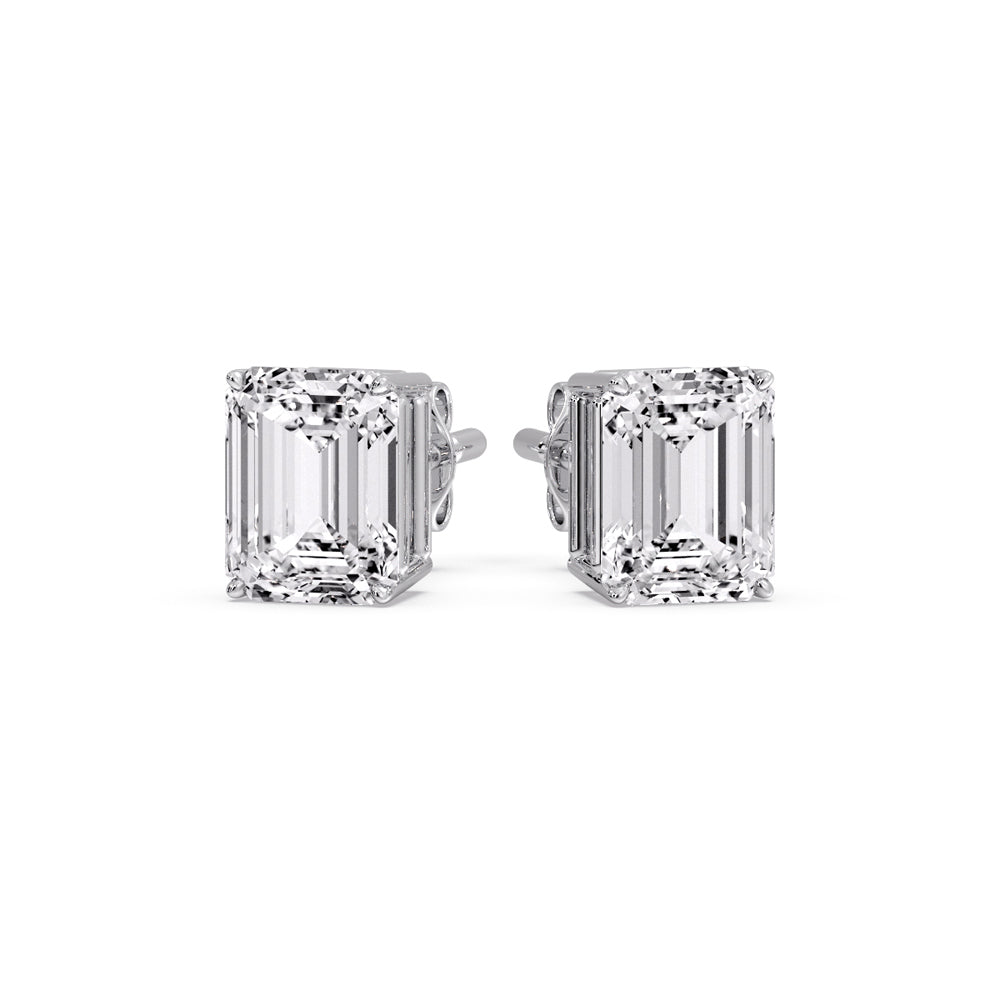IGI Certified Emerald Cut Diamond Solitaire Stud Earrings