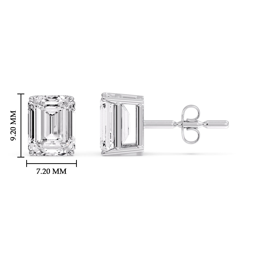 IGI Certified Emerald Cut Diamond Solitaire Stud Earrings