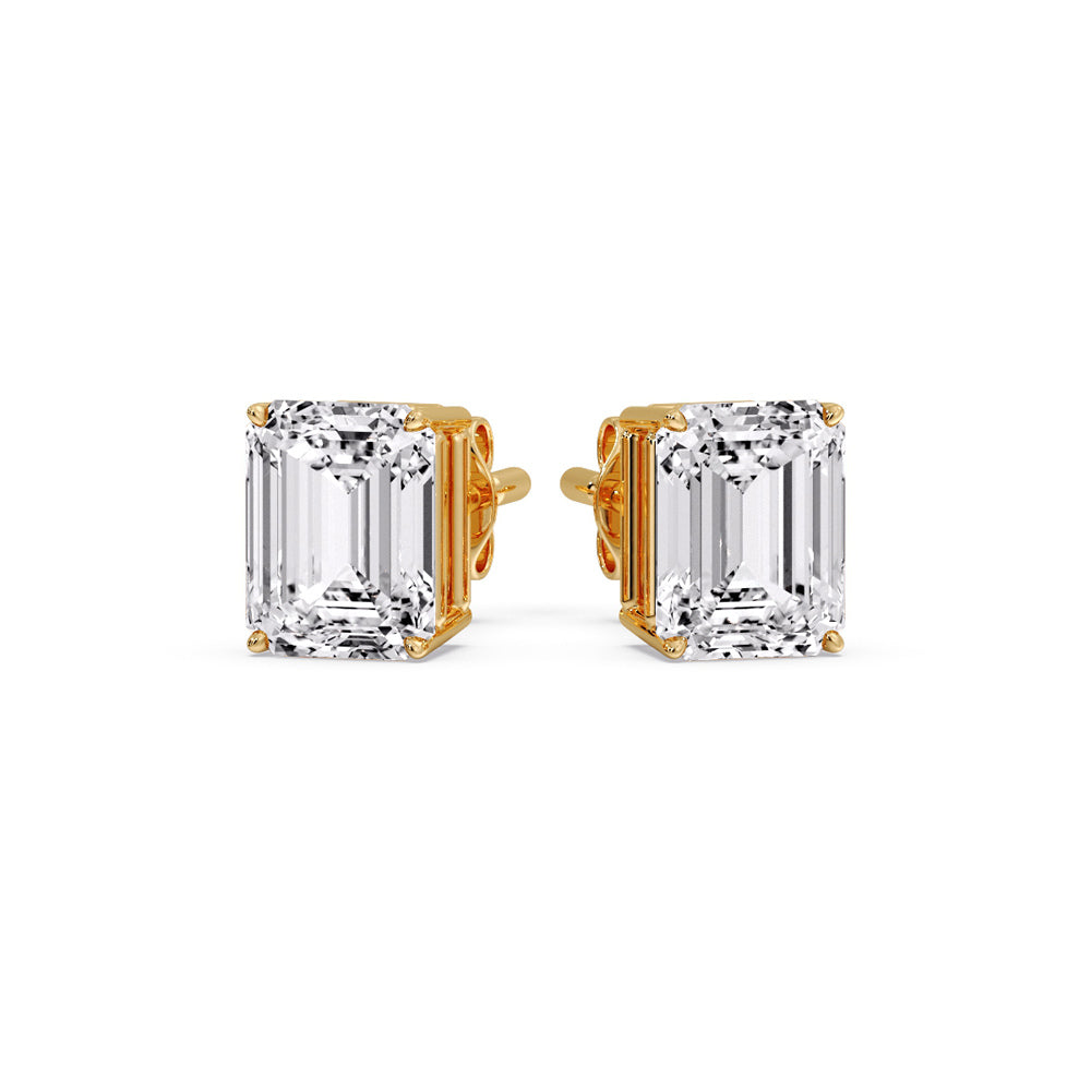 IGI Certified Emerald Cut Diamond Solitaire Stud Earrings