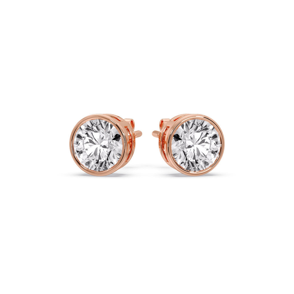 Bezel-Set Brilliant Round Diamond Solitaire Stud Earrings [IGI Certified]