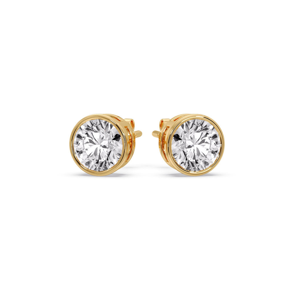 Bezel-Set Brilliant Round Diamond Solitaire Stud Earrings [IGI Certified]