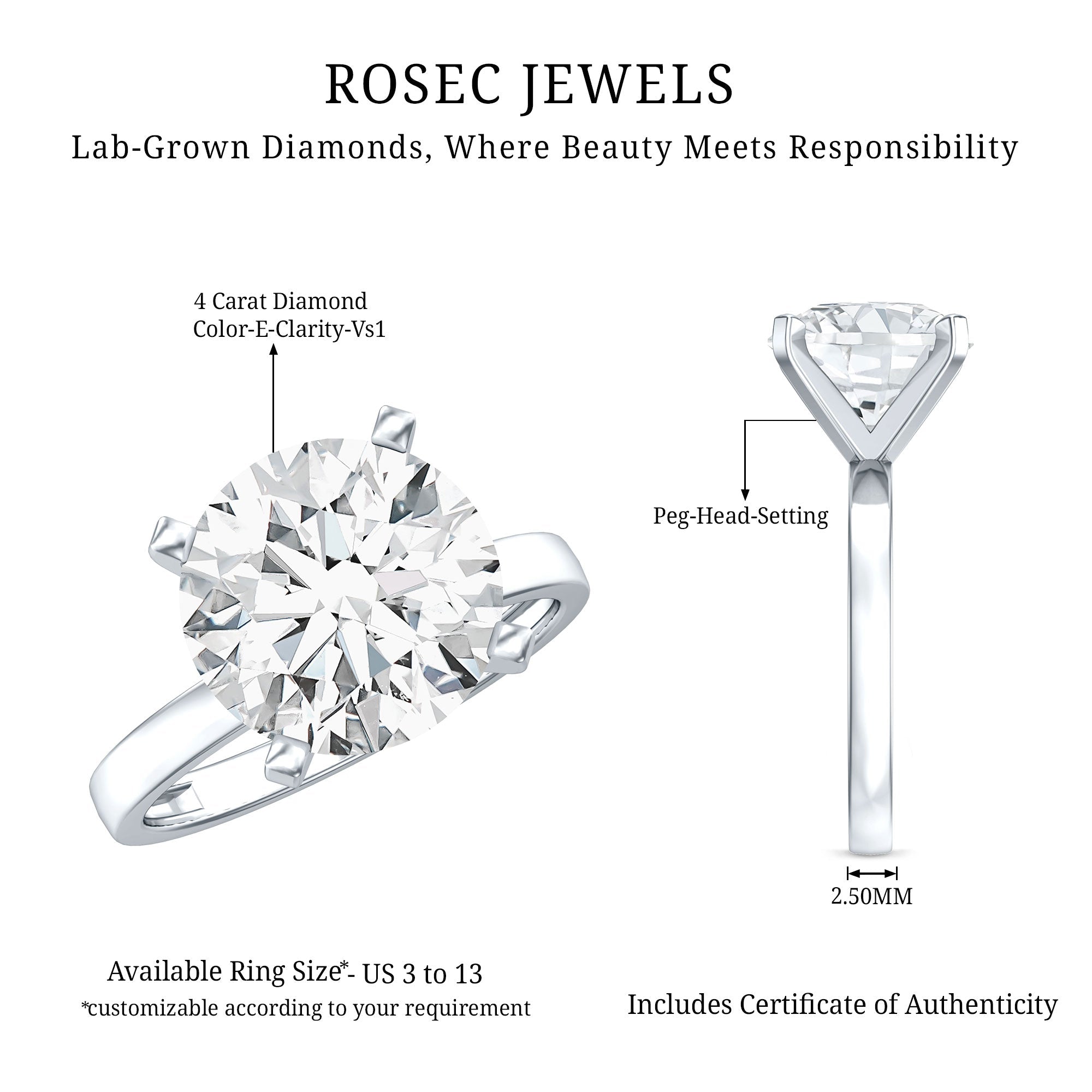 4 CT IGI Certified Lab Diamond Timeless Engagement Ring - Overture Gifts