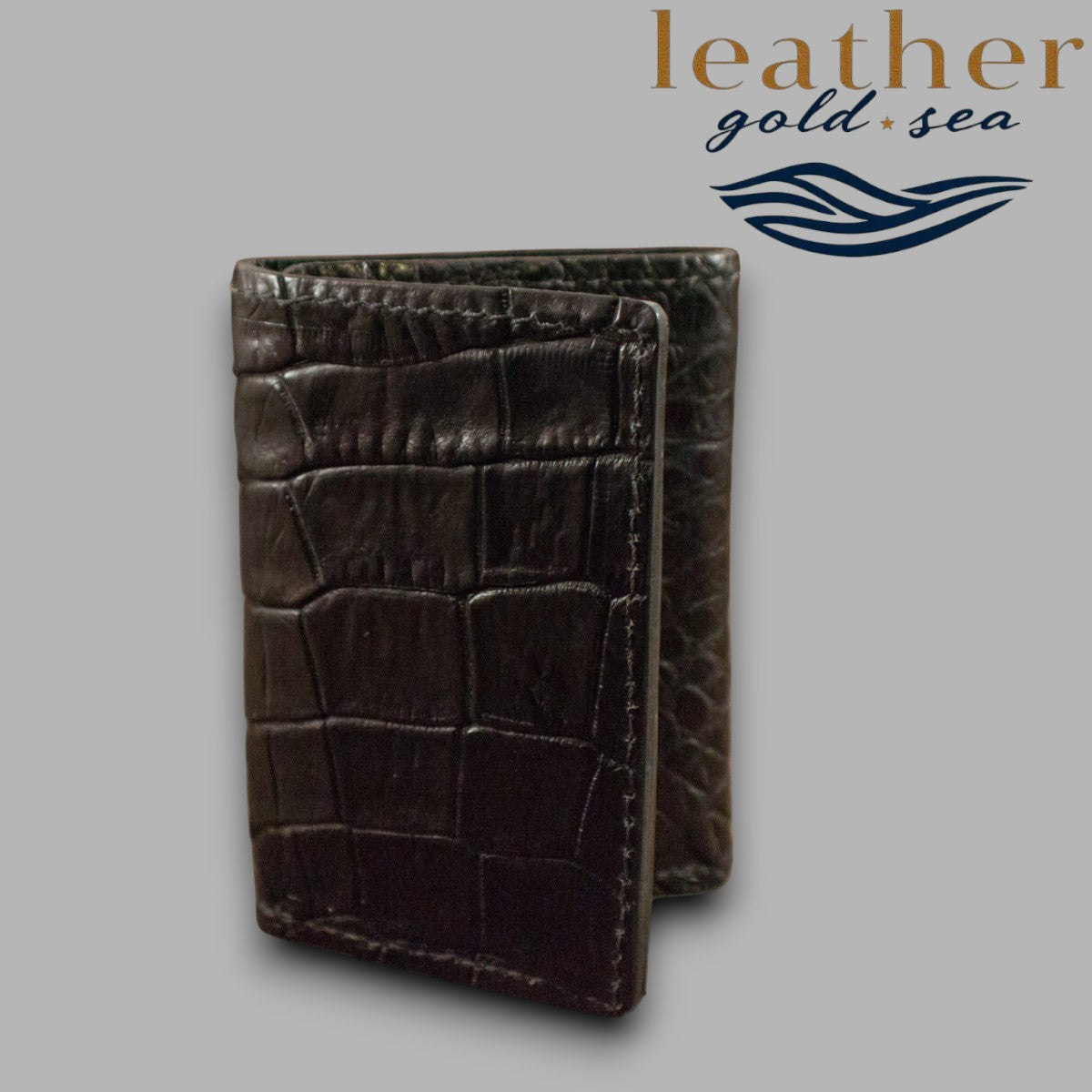 Trifold Leather Wallet – Alligator Style | Brown Wallets For Men