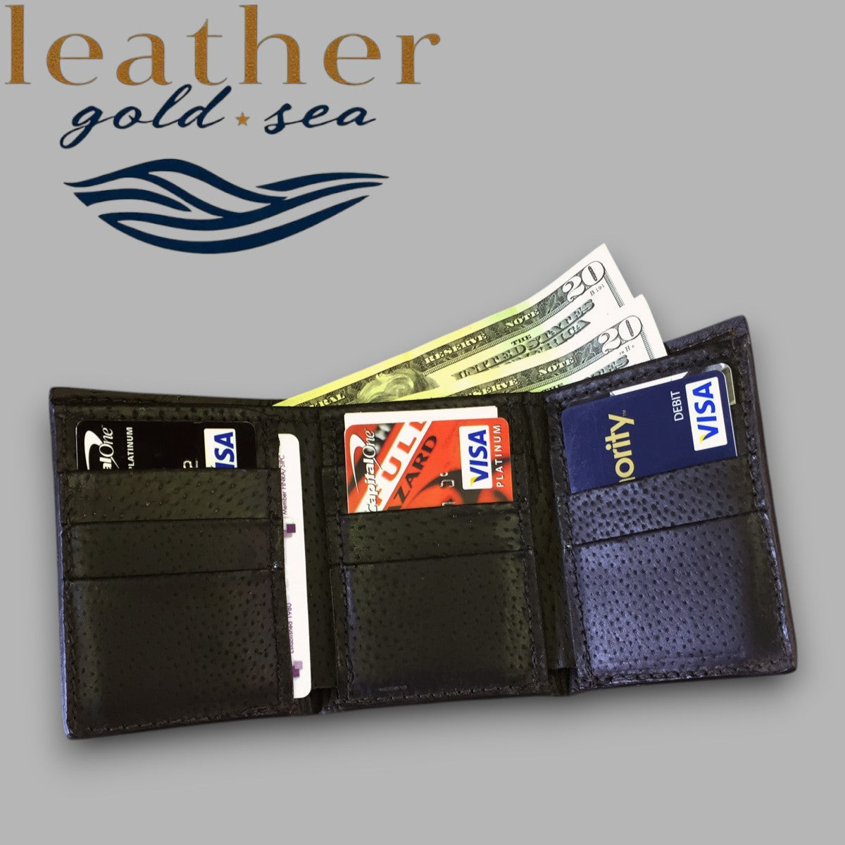 Trifold Leather Wallet – Alligator Style | Brown Wallets For Men