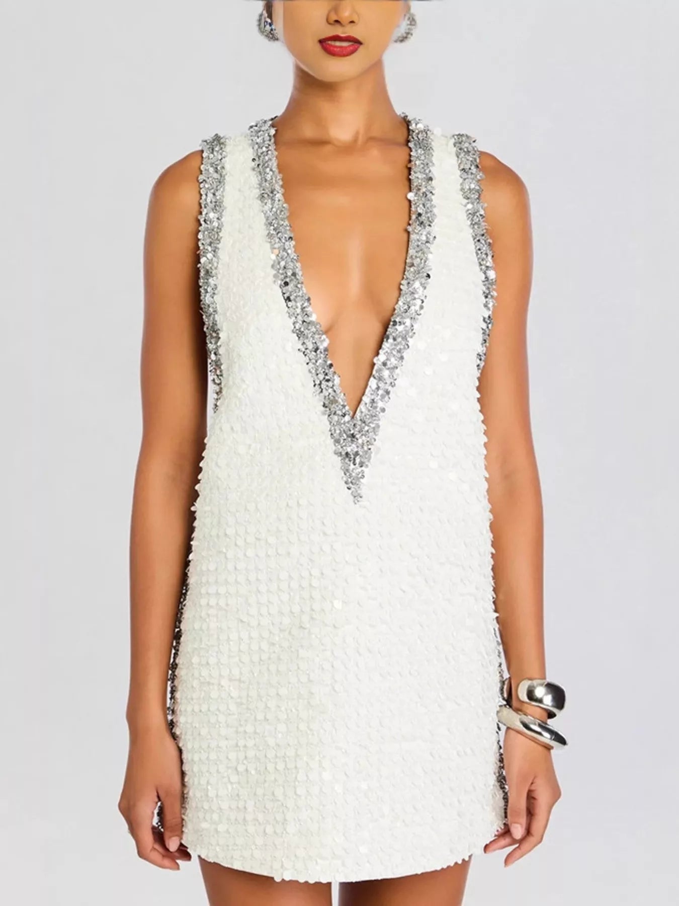 Sequin Embellished Sleeveless Mini Dress