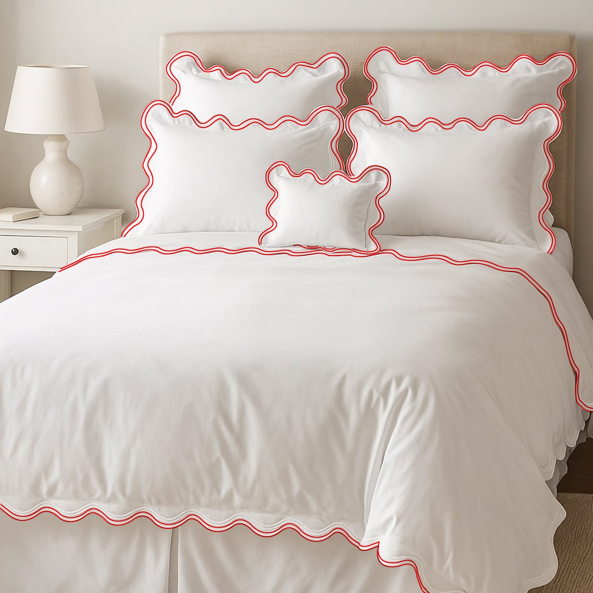 400TC Cotton Sateen Luxurious Double Scalloped Duvet Cover Set - Overture Gifts