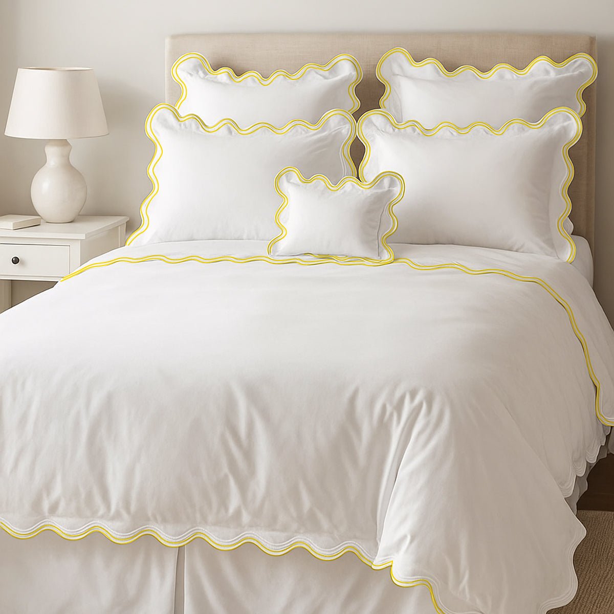 400TC Cotton Sateen Luxurious Double Scalloped Duvet Cover Set - Overture Gifts