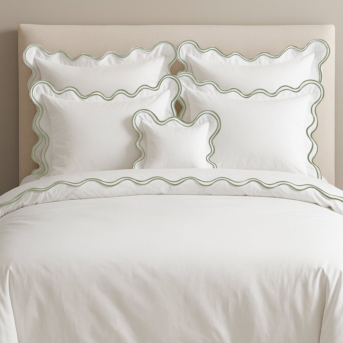 400TC Cotton Sateen Luxurious Double Scalloped Duvet Cover Set - Overture Gifts