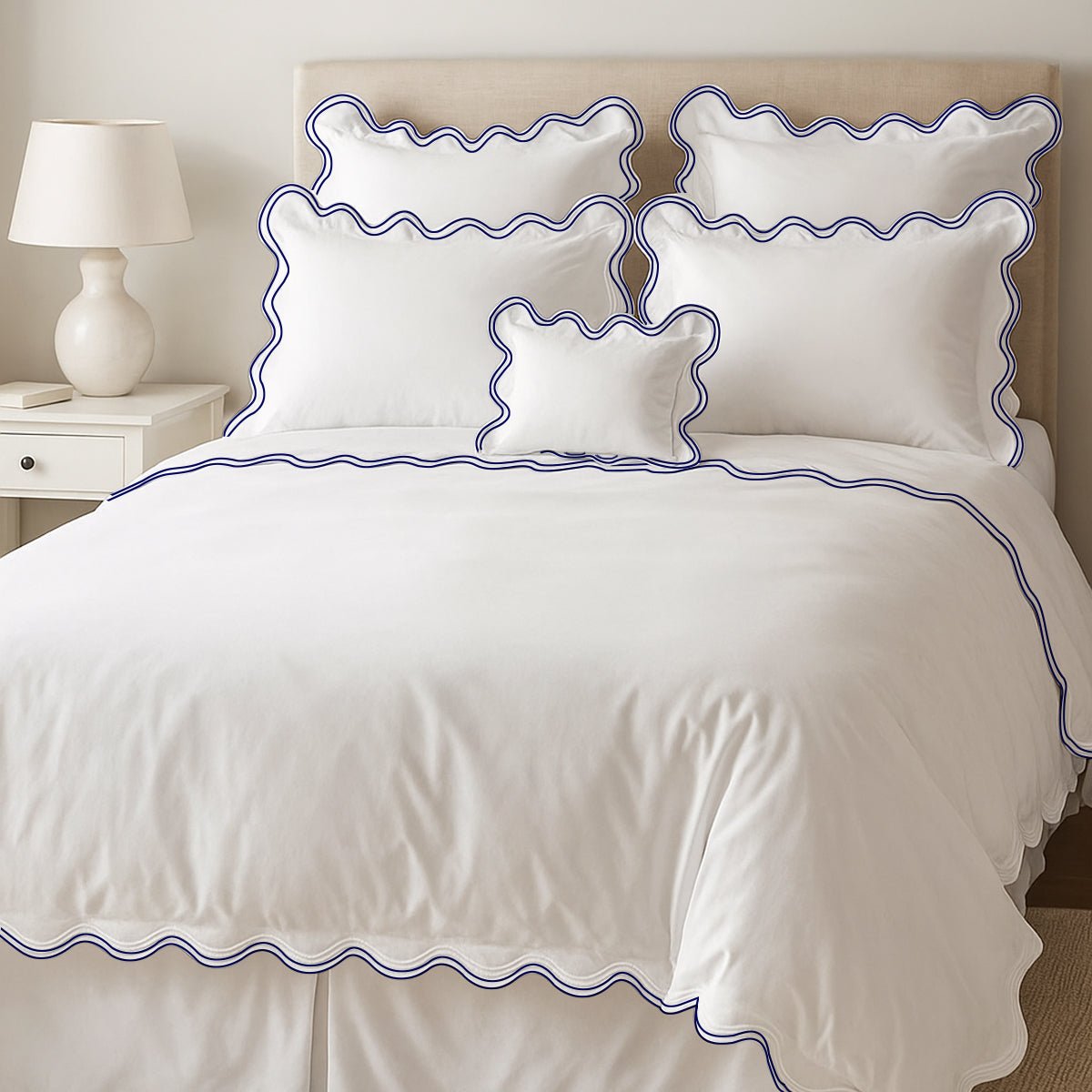 400TC Cotton Sateen Luxurious Double Scalloped Duvet Cover Set - Overture Gifts