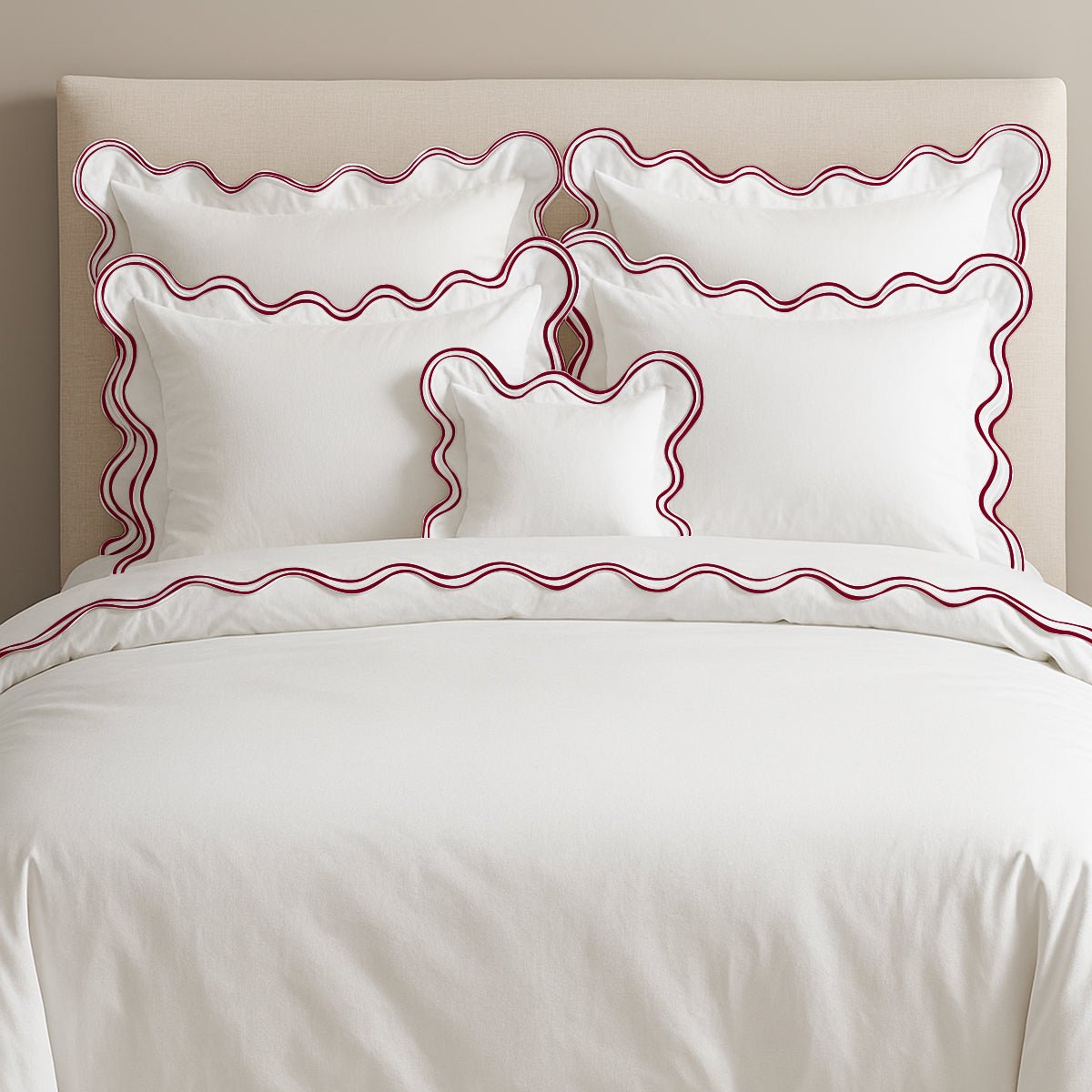 400TC Cotton Sateen Luxurious Double Scalloped Duvet Cover Set - Overture Gifts