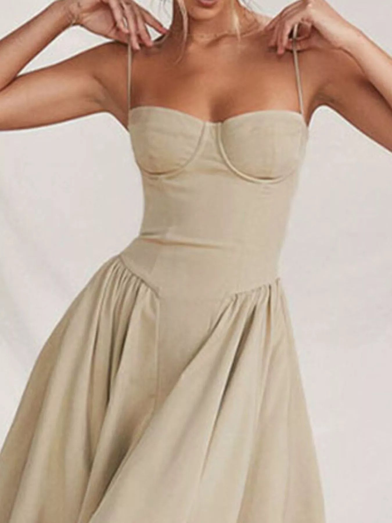 Sweetheart Neck Spaghetti Strap Midi Dress