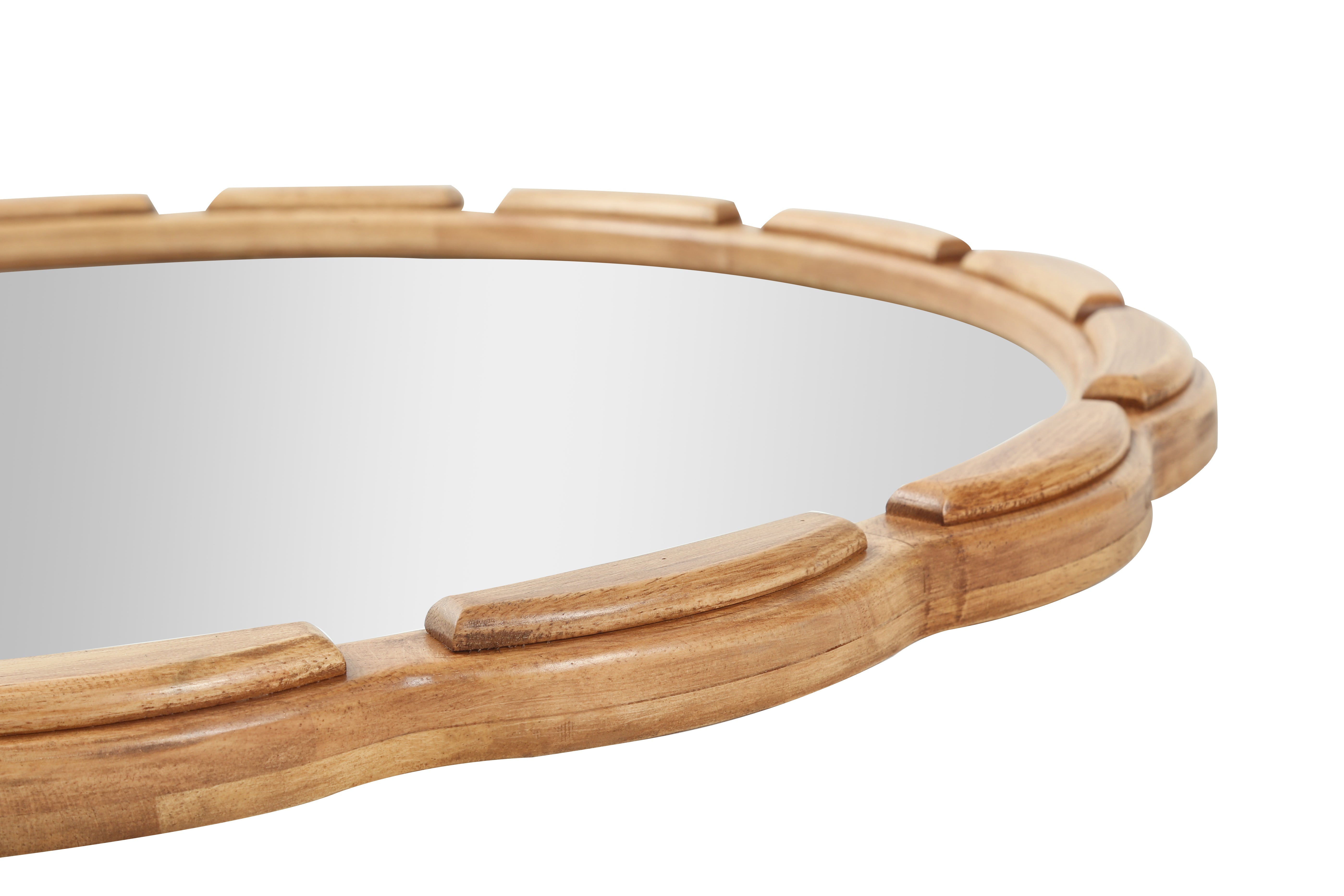 Round Solid Wood Wall Mirror - 31.5" Rustic Farmhouse