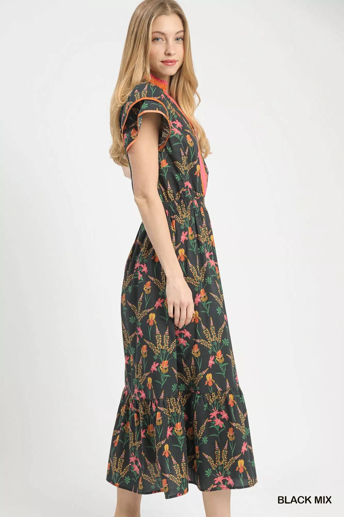 Umgee Mix Floral Midi Dress