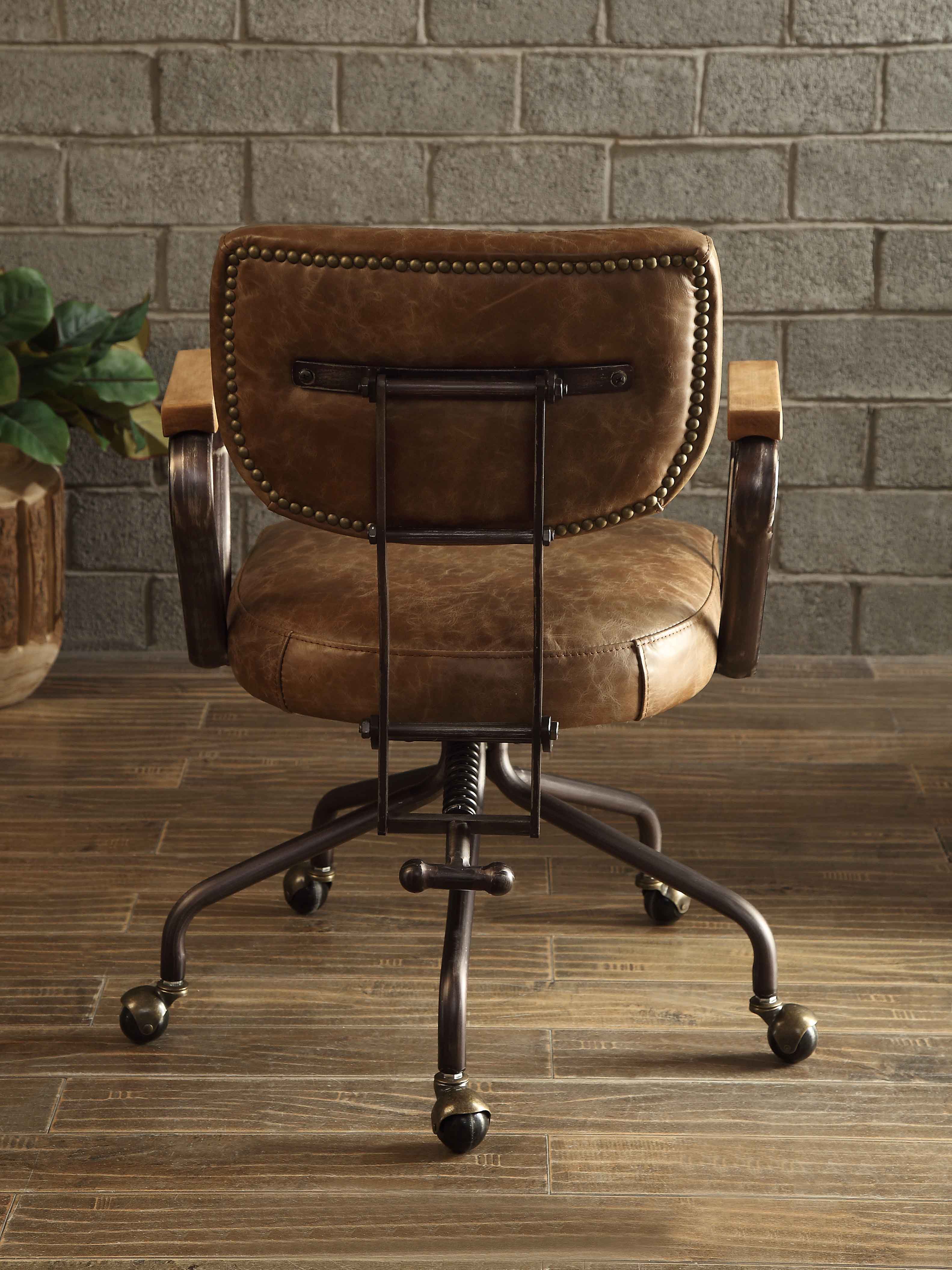 Hallie Vintage Whiskey Top Grain Leather Office Chair