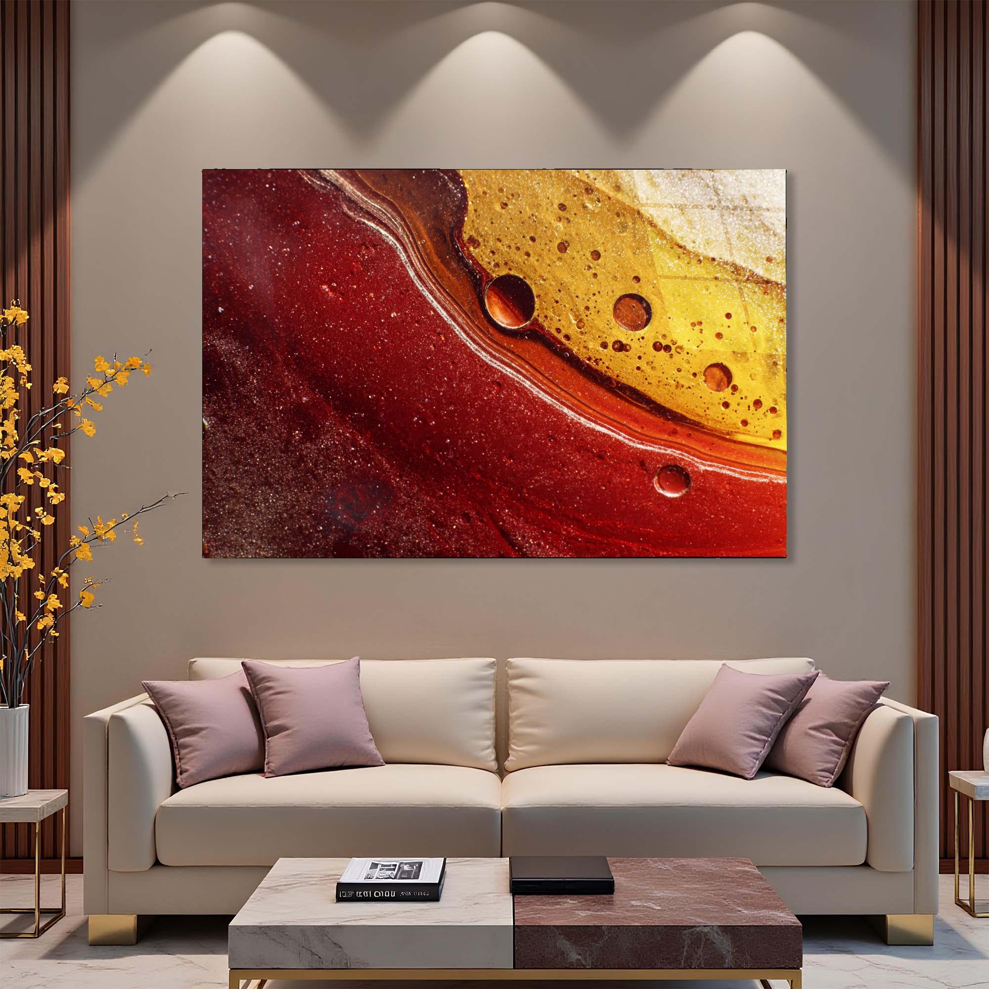 Molten Resin Flow Tempered Glass Wall Art | Abstract Luxury Decor