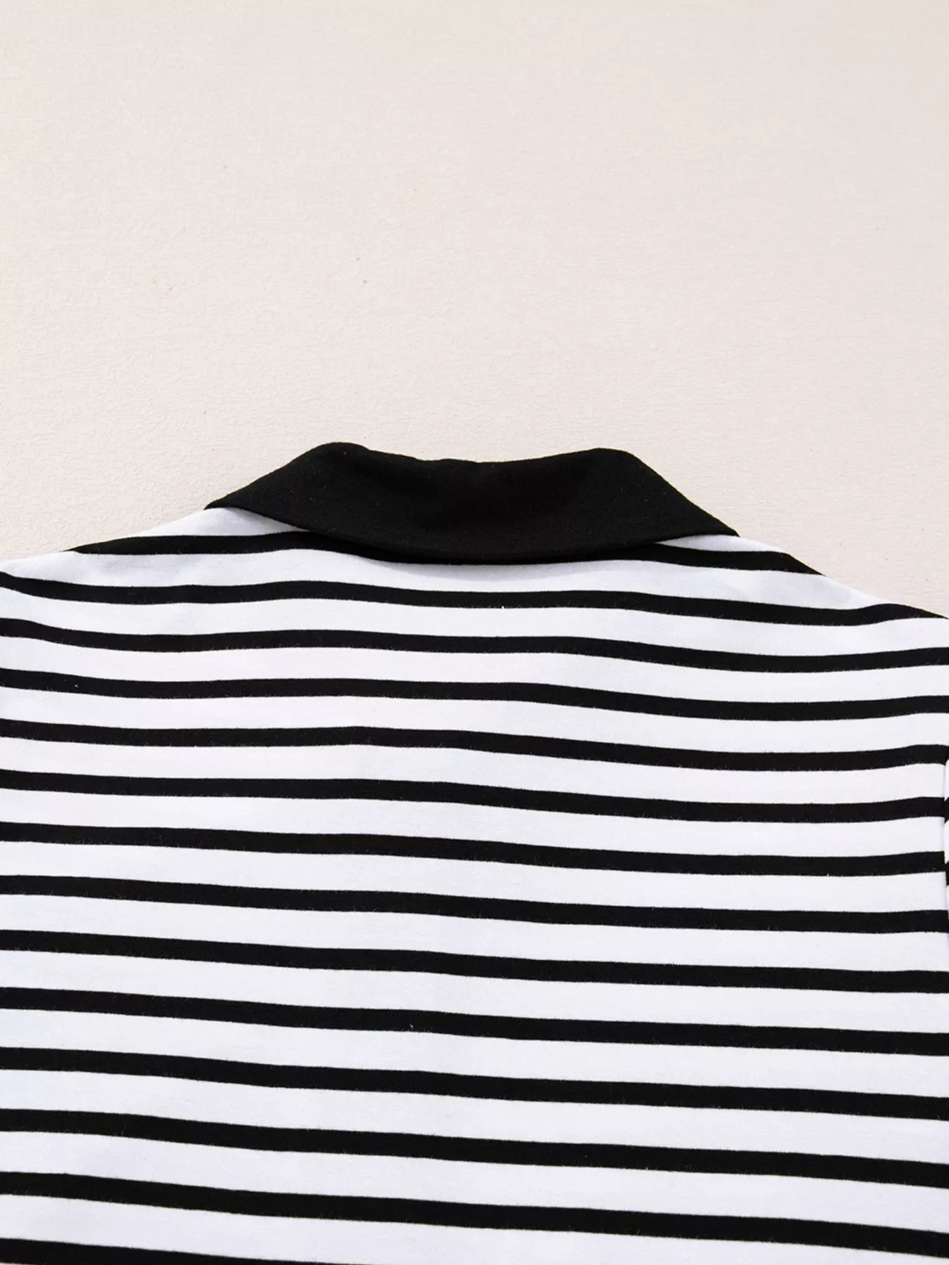 Stripe Buttoned Front Collared Long Sleeve T Shirt Dress with Pockets