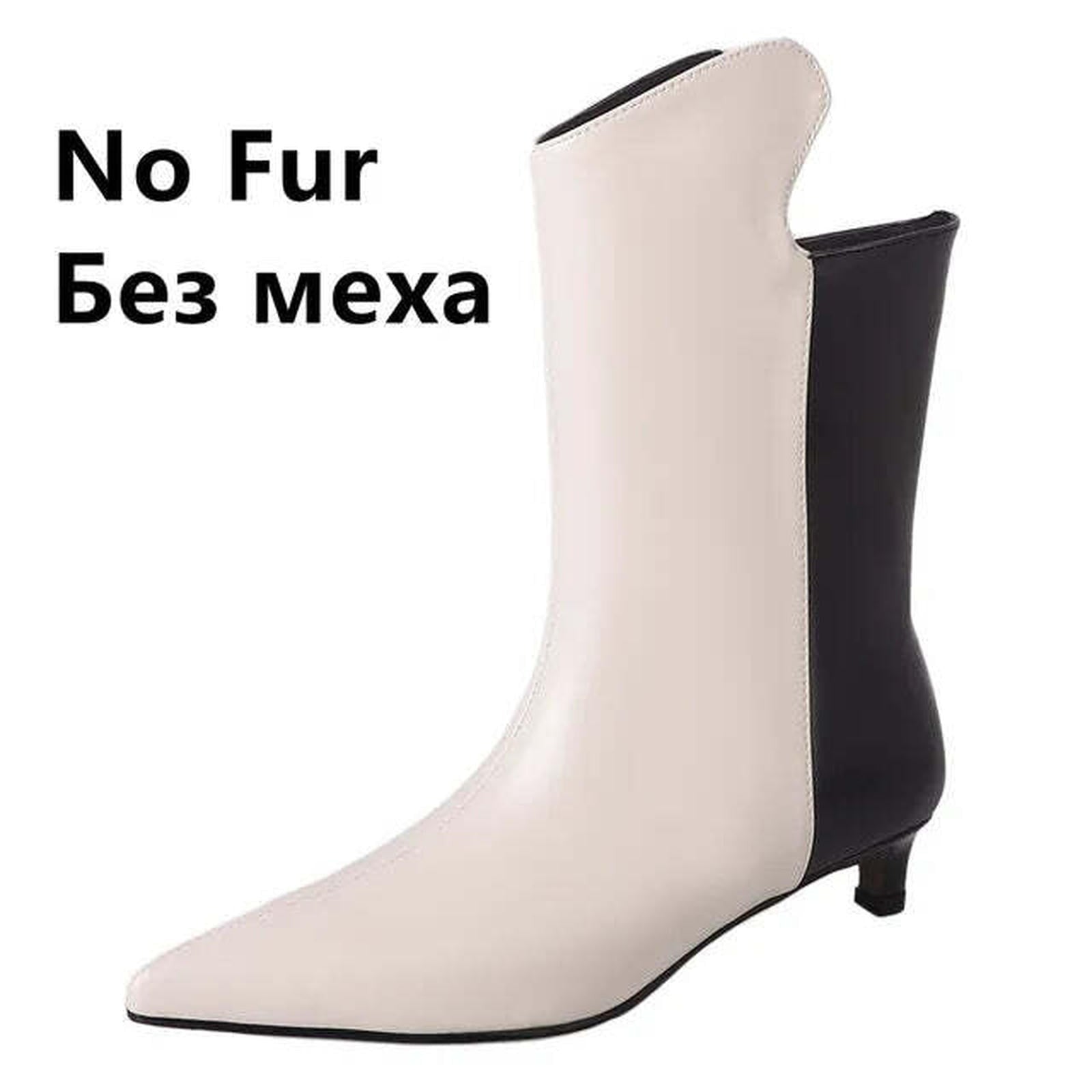 Fashion Design Women Short Boots Thin Heels Genuine Leather Mixed Colors Office Lady Party Shoes Woman Autumn Winter New