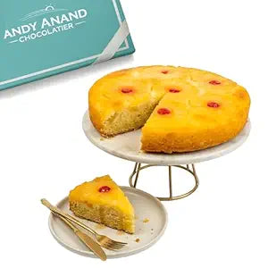 Andy Anand Pineapple Upside-Down Cake, 10-Inch, 2.6 lb – Caramelized Pineapple, No Preservatives, Gourmet Birthday & Celebration Gift Box