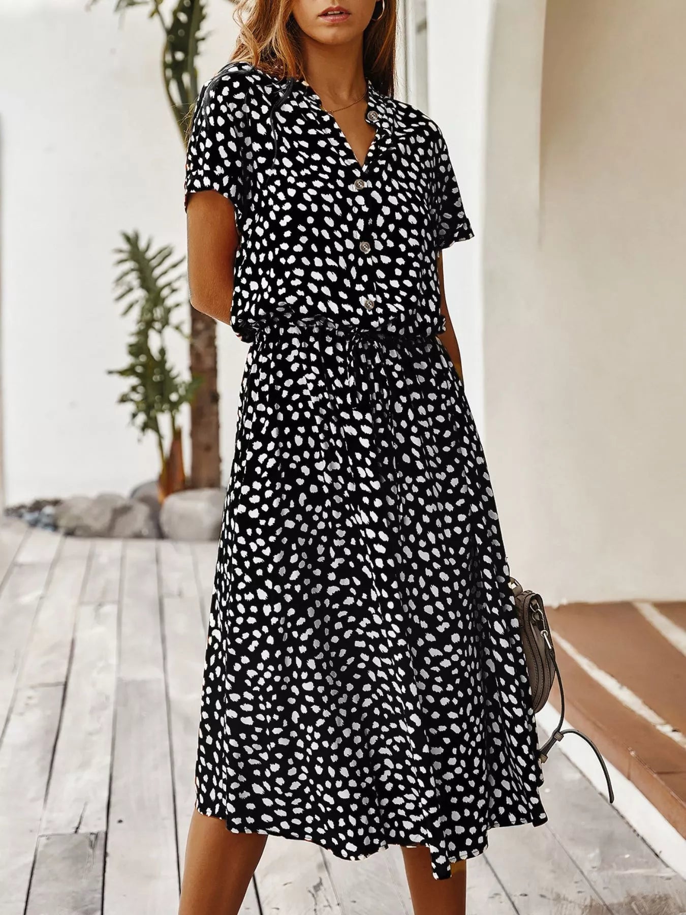 Animal Print Short Sleeve Dress
