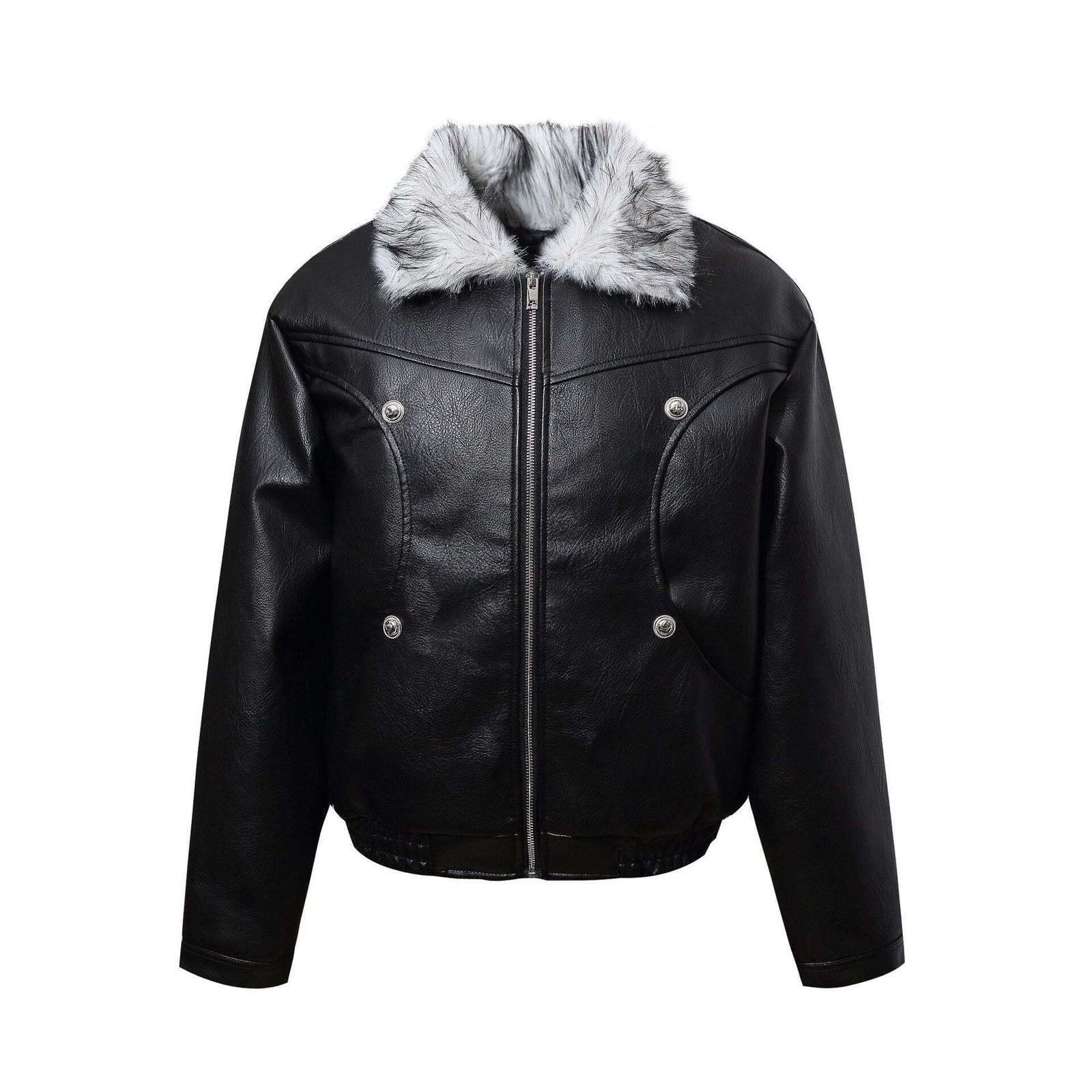 Fur-lined down jacket with flight jacket style