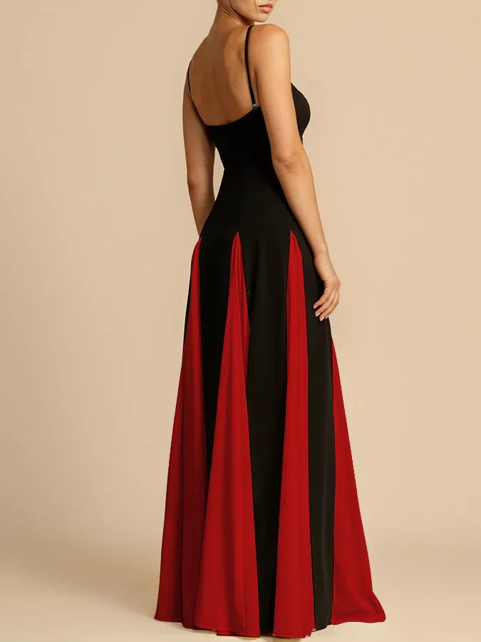 Two-Tone Flowing Maxi Dress