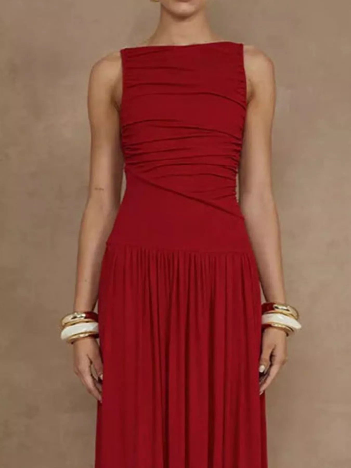 Ruched Sleeveless Maxi Dress