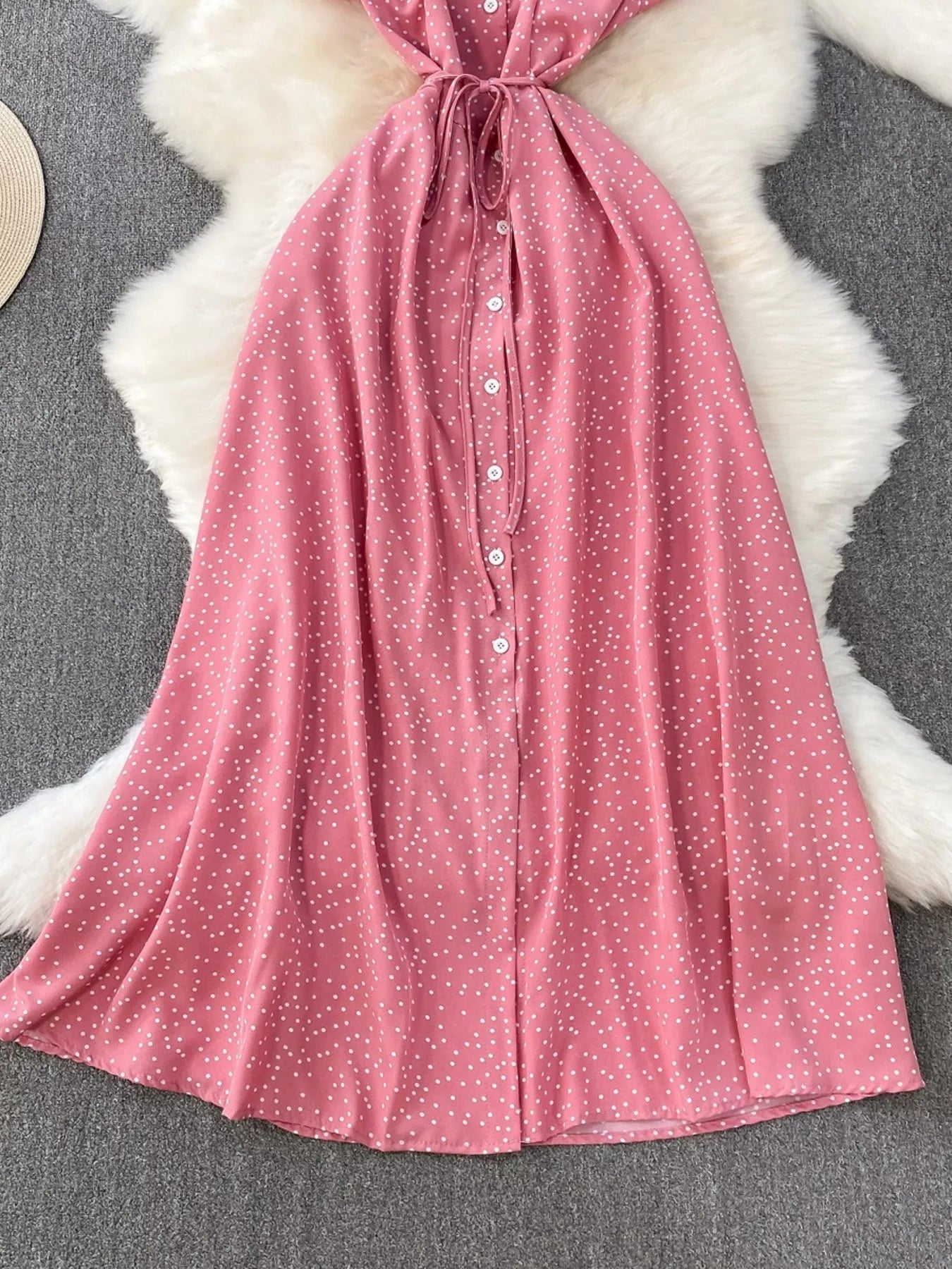 Polka Dot Button-Down Dress