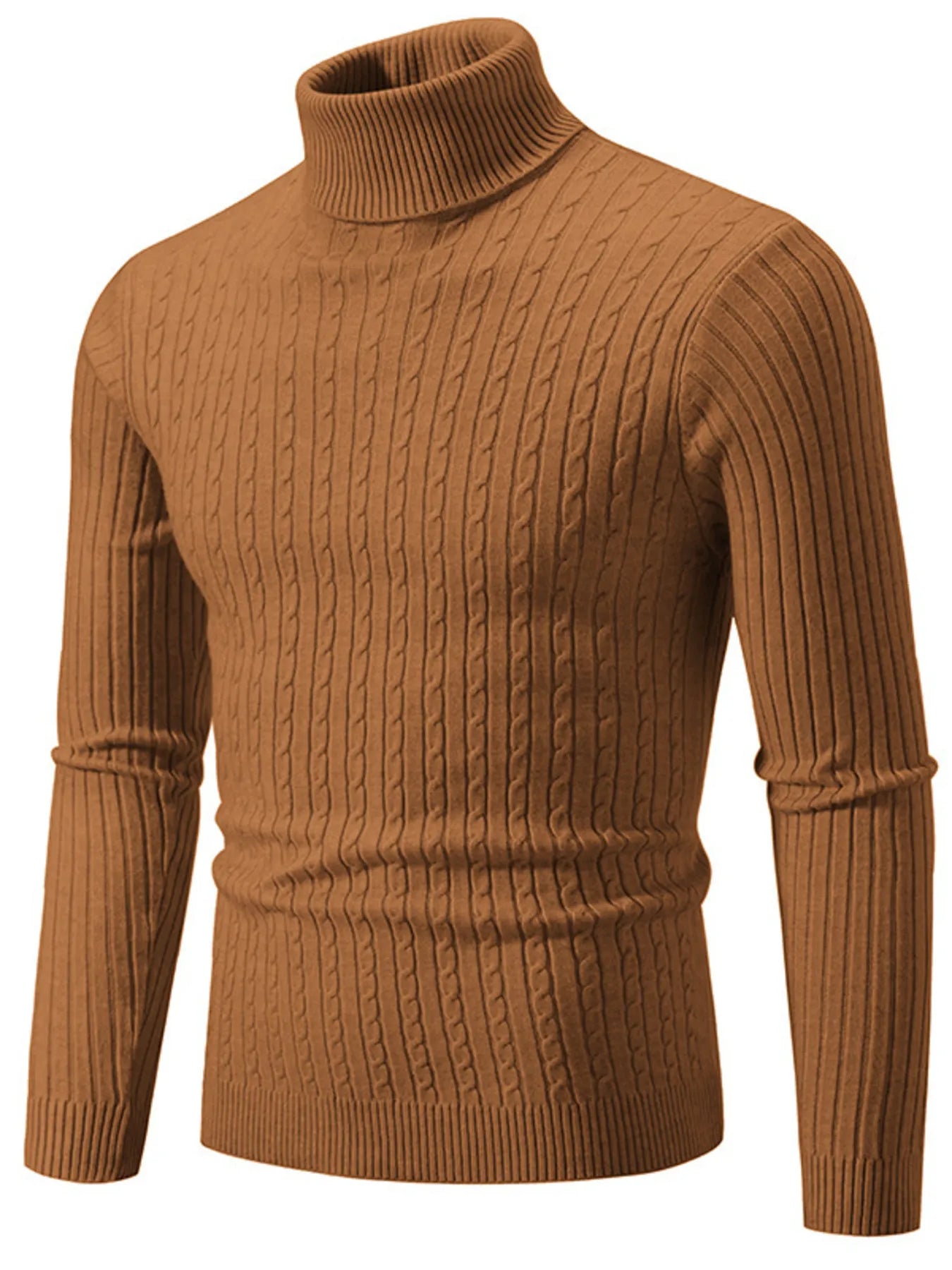 Men's Plus Size Ribbed Turtleneck Long Sleeve Sweater
