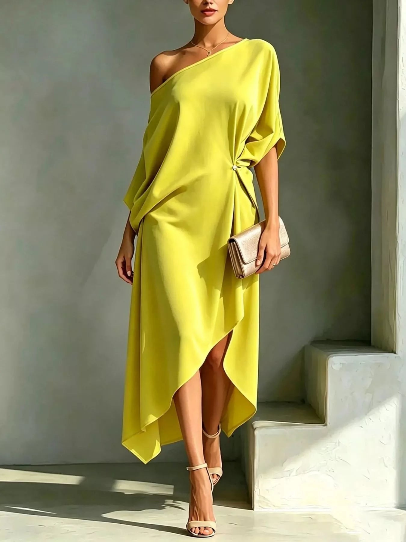 Full Size Asymmetrical One-Shoulder Drape Dress Plus Size