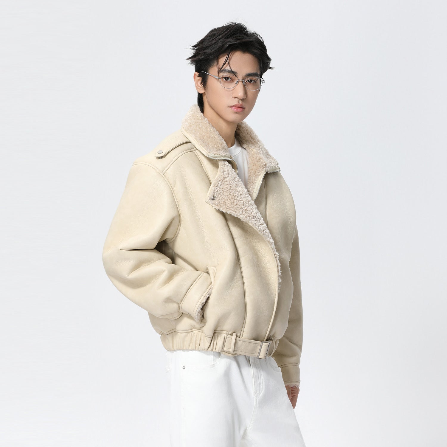 Turn-down Collar Fur-lined Thickened Warm Jacket Coat