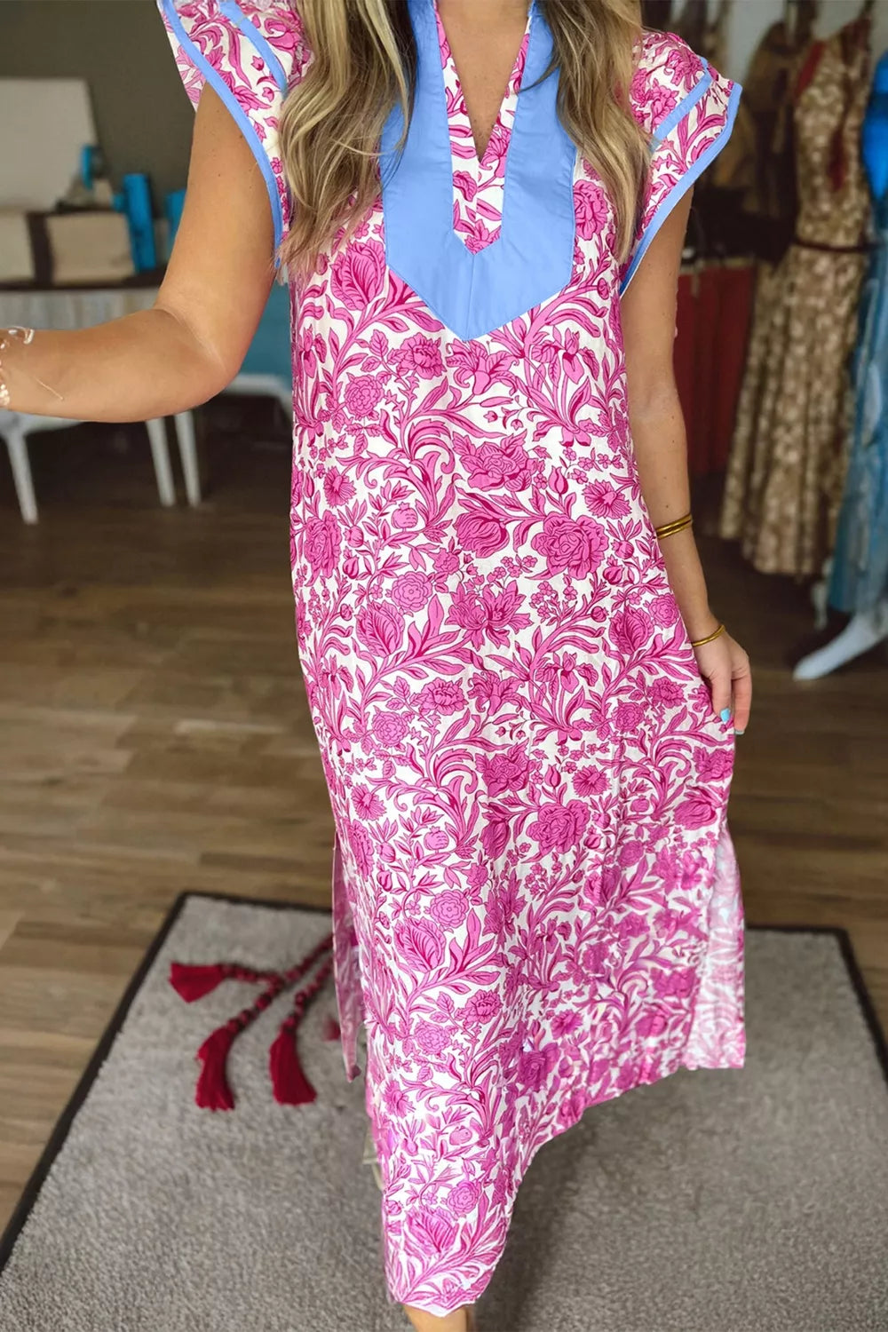 Floral Print Ruffle Cap Sleeve Dress