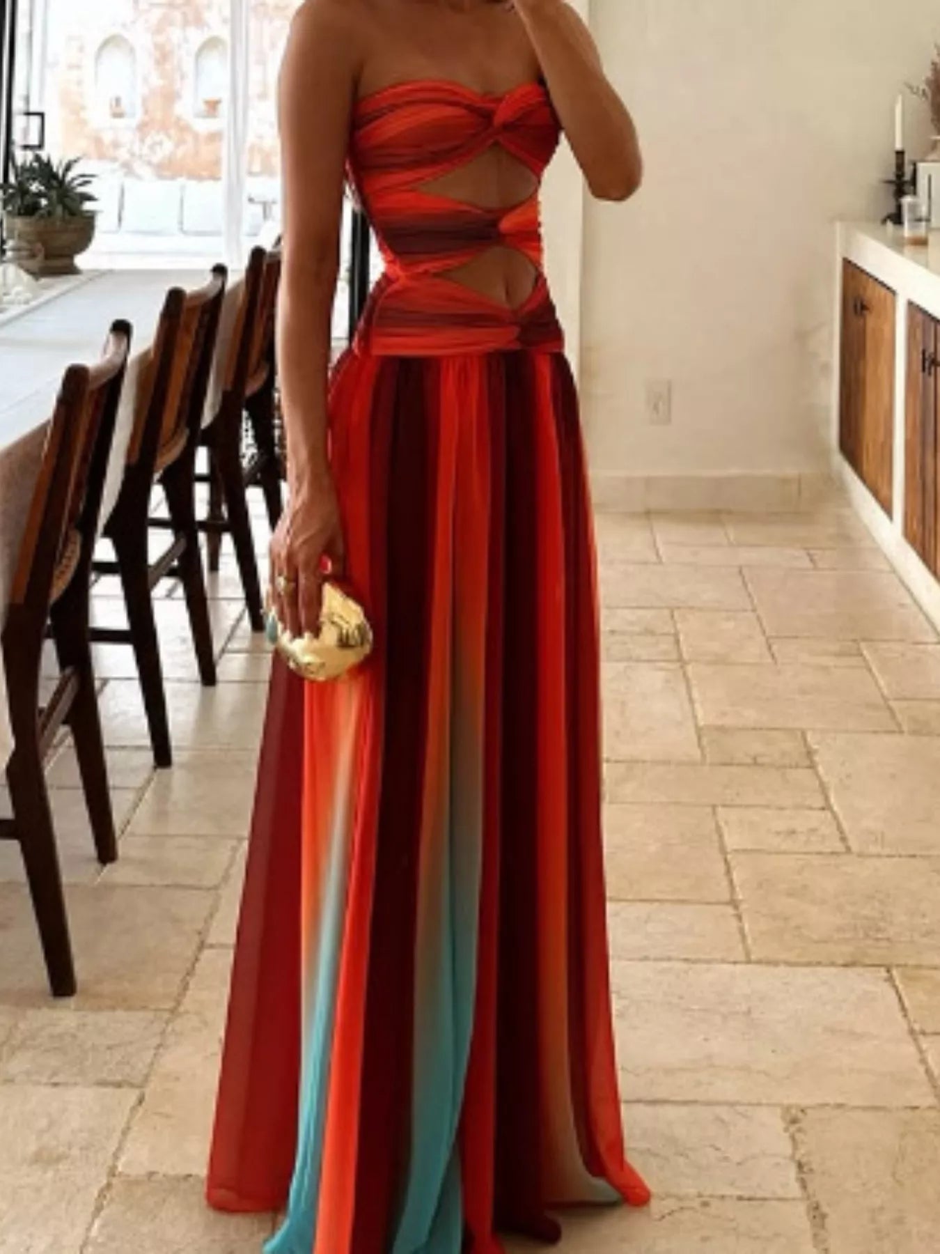 Strapless Cutout Maxi Dress