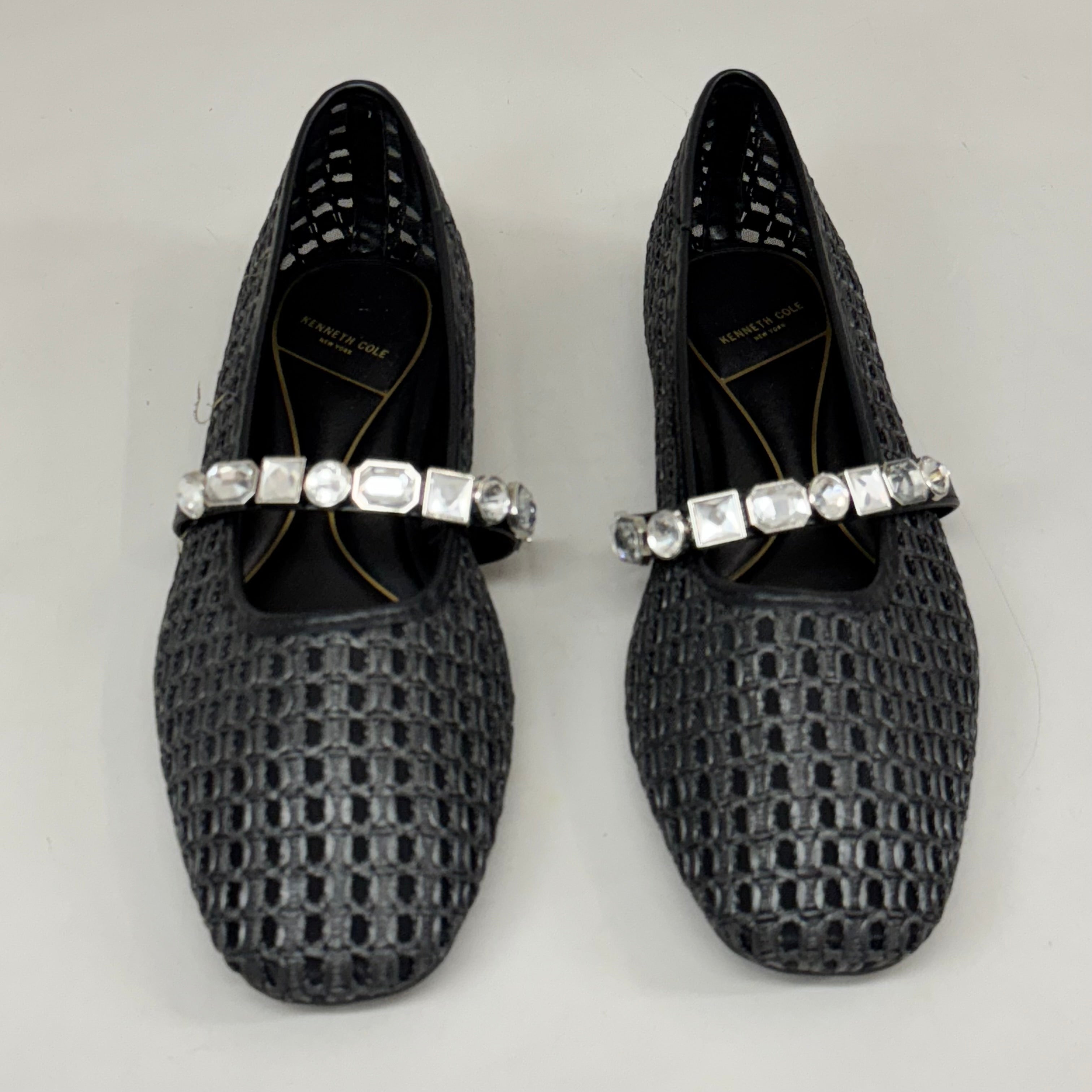 KENNETH COLE  New York Zeta Raffia Jewel Jane Flat Women's Sz 9 Black KL25ZMJ01
