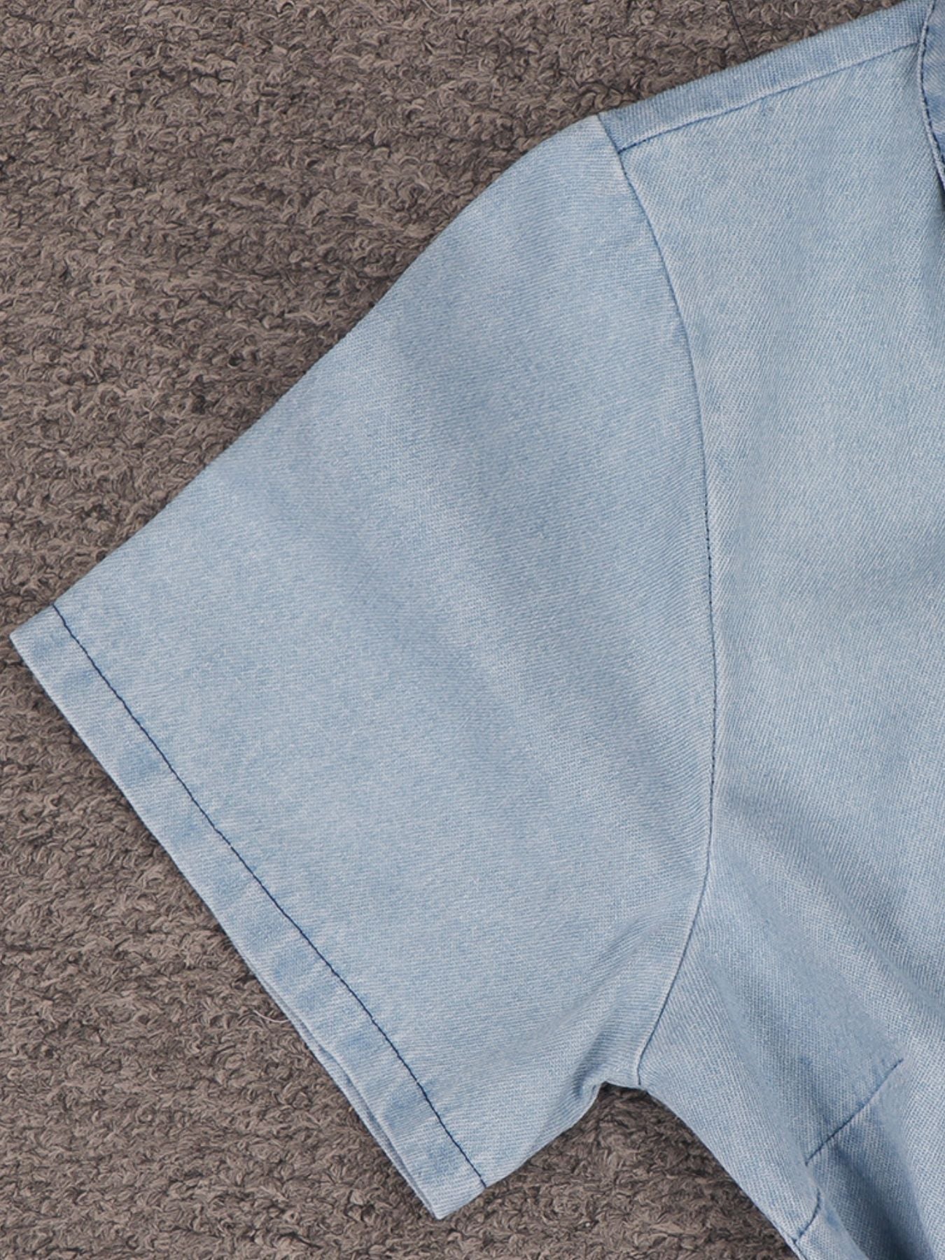 Zip Front Short Sleeve Denim Dress