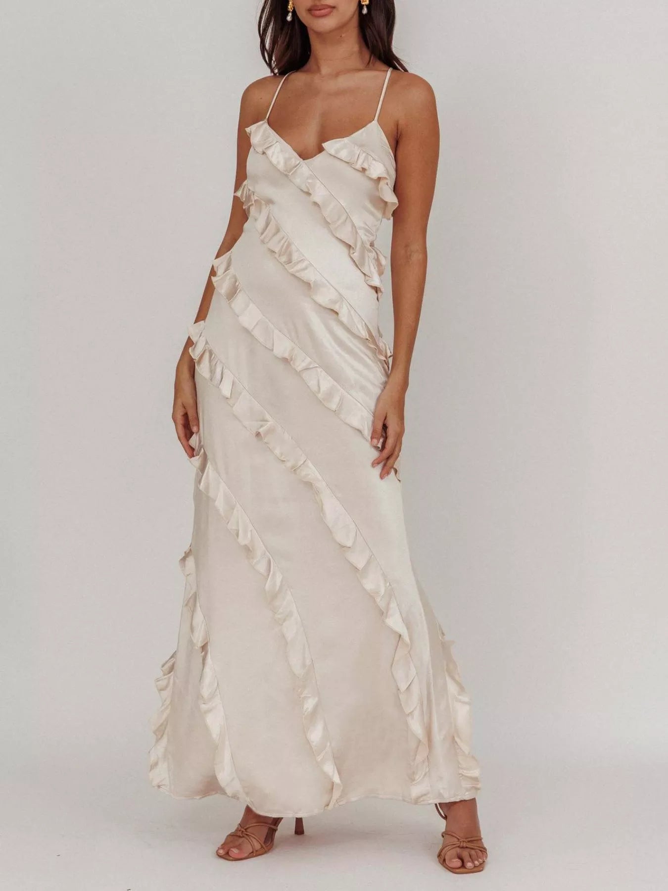 Ruffled Spaghetti Strap Maxi Dress