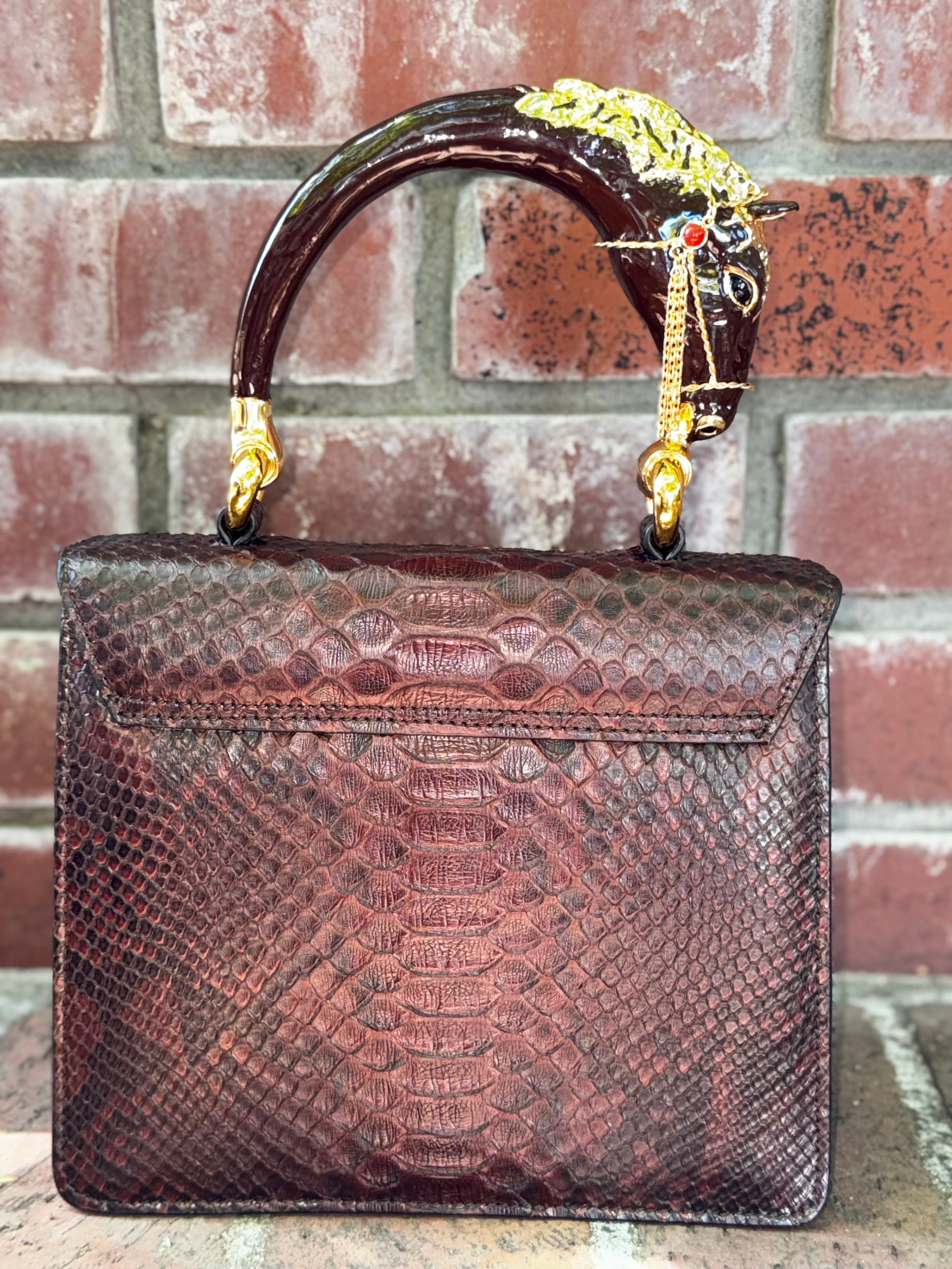 Sienna Horse Handle Handbag
Authentic Multi-Toned Brown Python