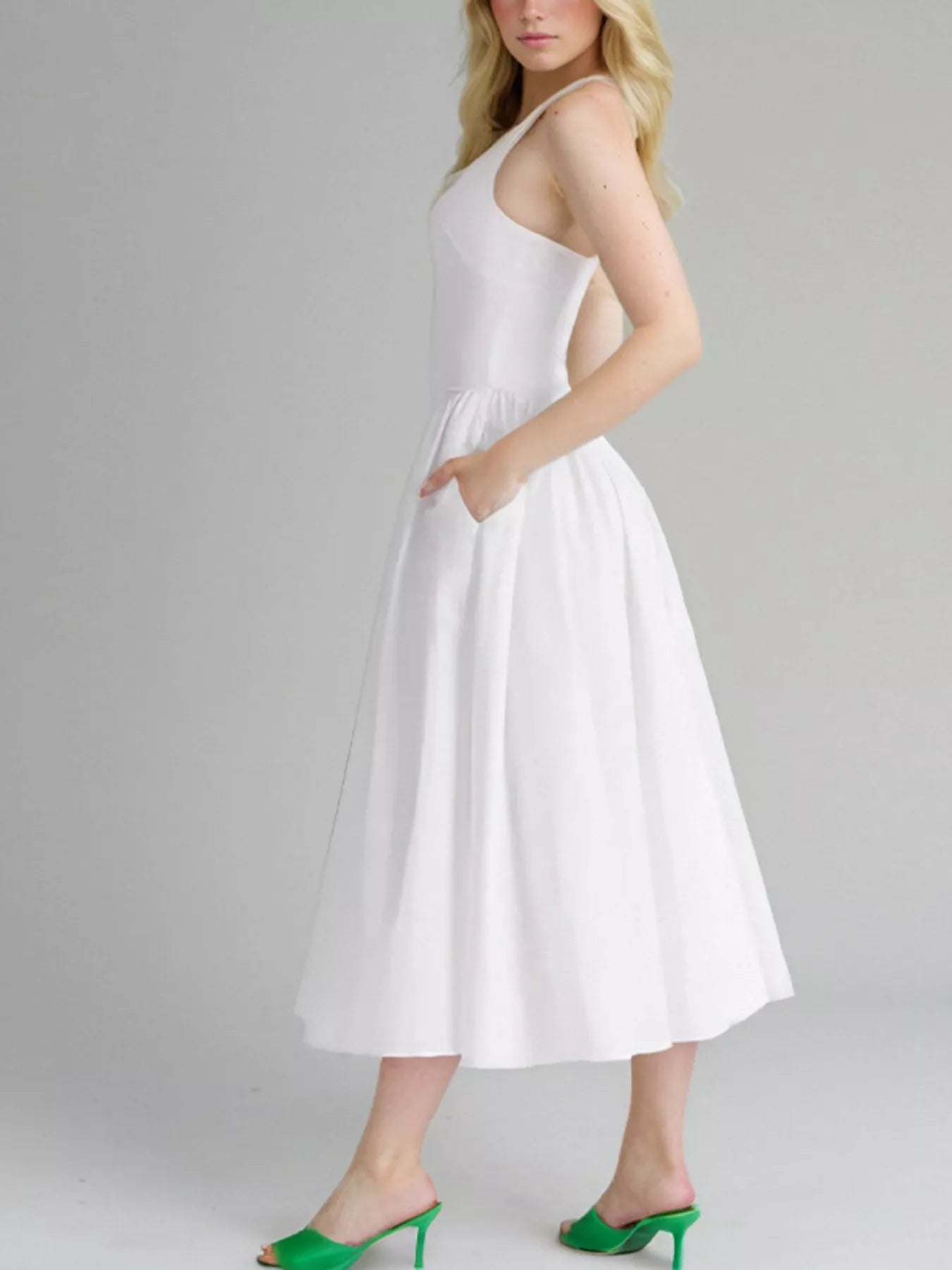Halter Neck Midi Dress with Pockets