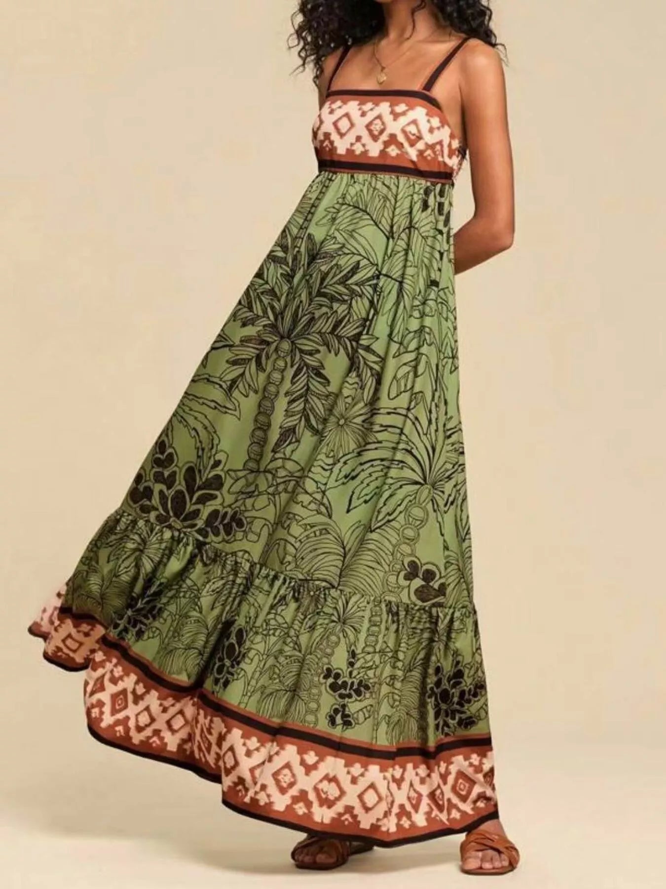 Printed Square Neck Maxi Dress