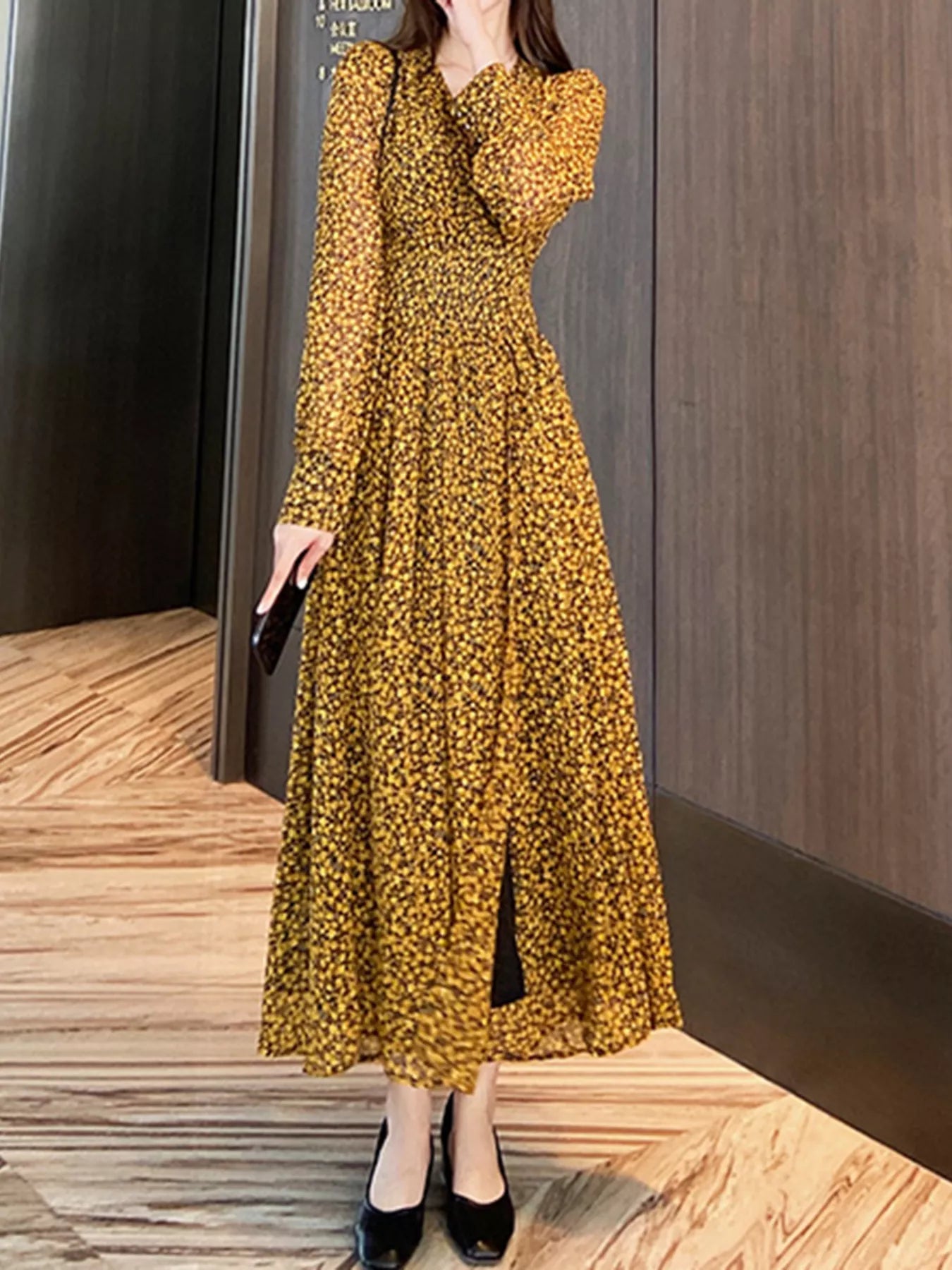 Floral Print Long Sleeve Dress