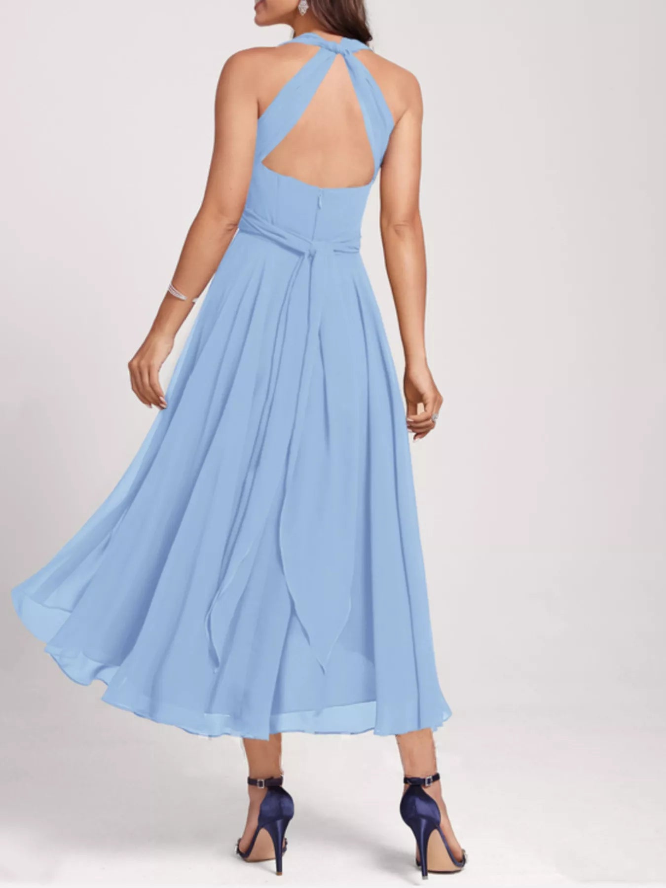 Ruched A-Line Midi Dress