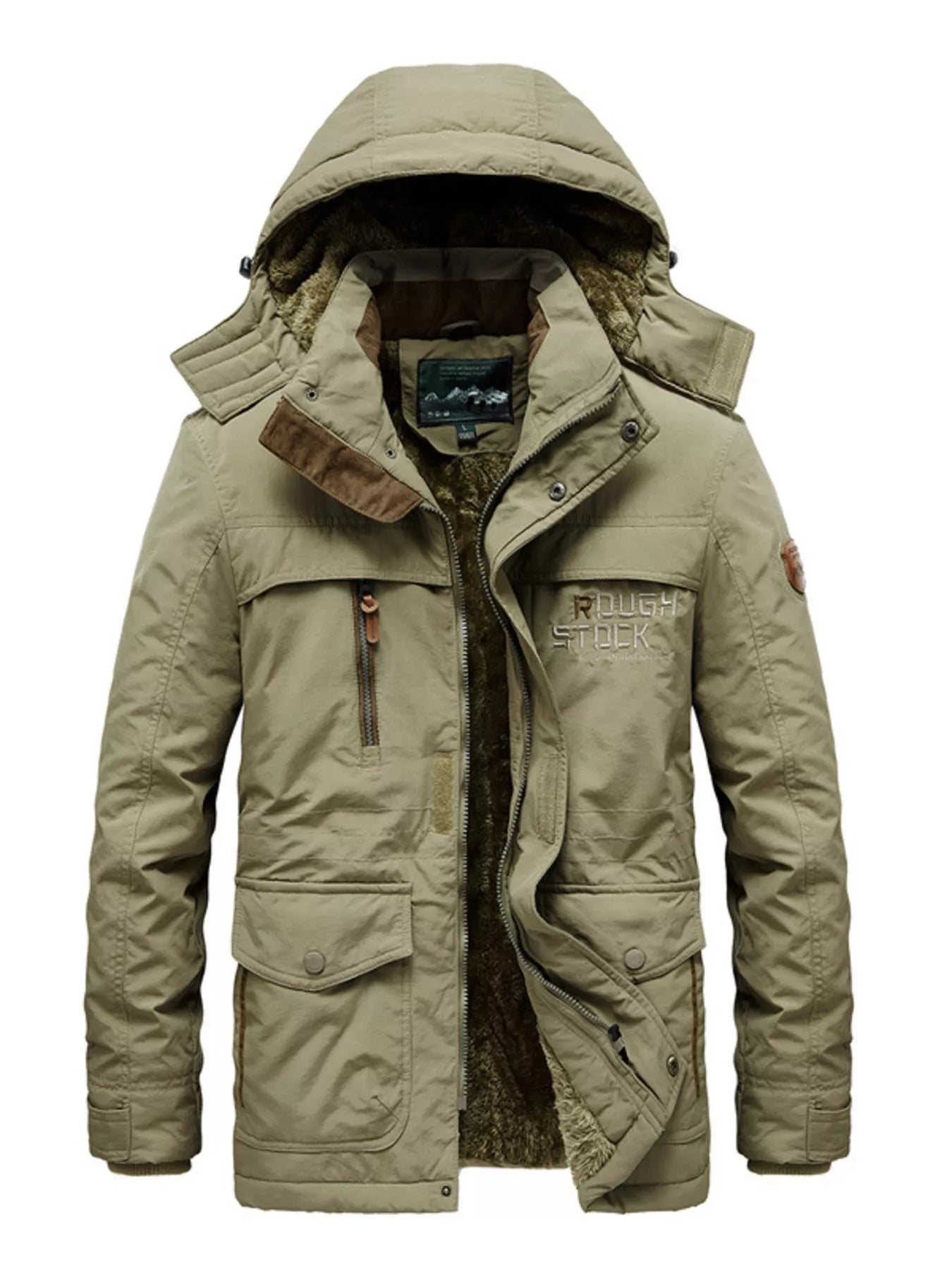 Men's Plus Size Zip Up Hooded Parka Coat