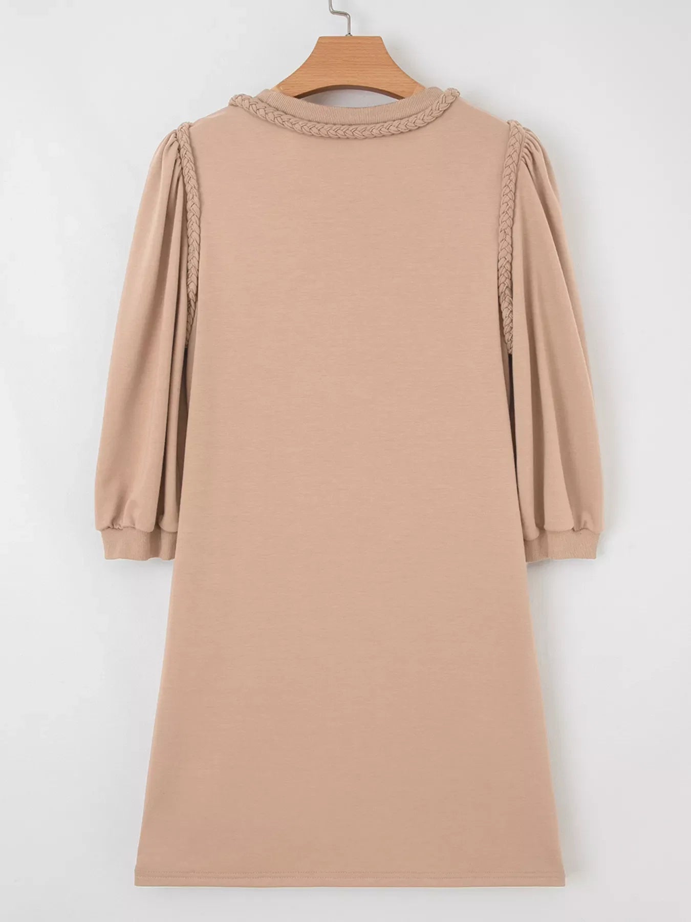 Braided Trim Puff Sleeve Dress