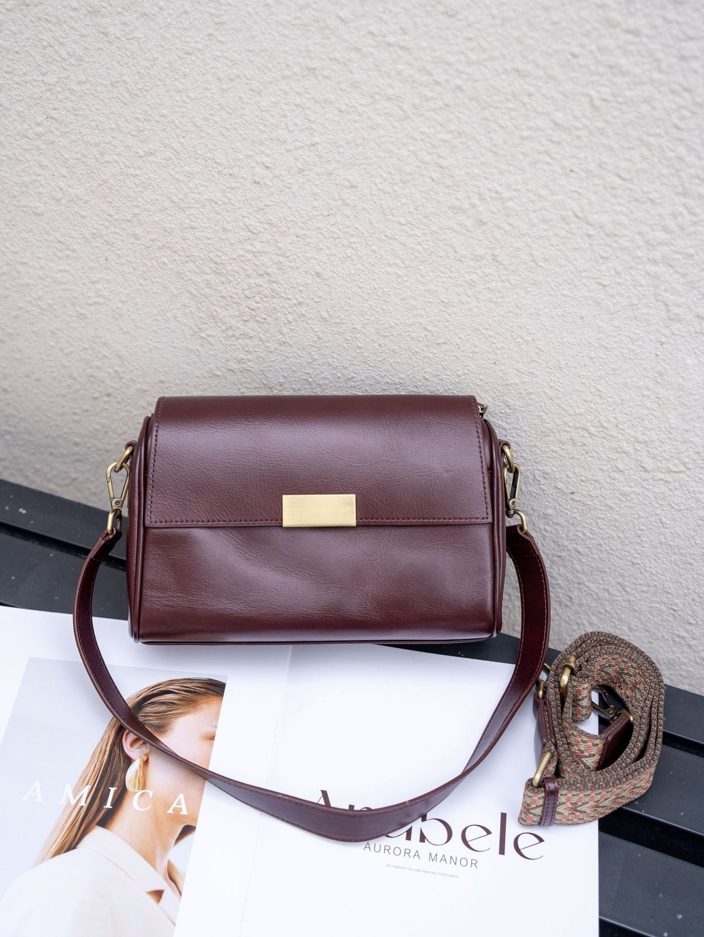 Baidi Leather Women's Bag 2025 New Genuine Leather Crossbody Bag, Top-Grain Vegetable-Tanned Cowhide Shoulder Bag, Light Luxury Commuter Bag