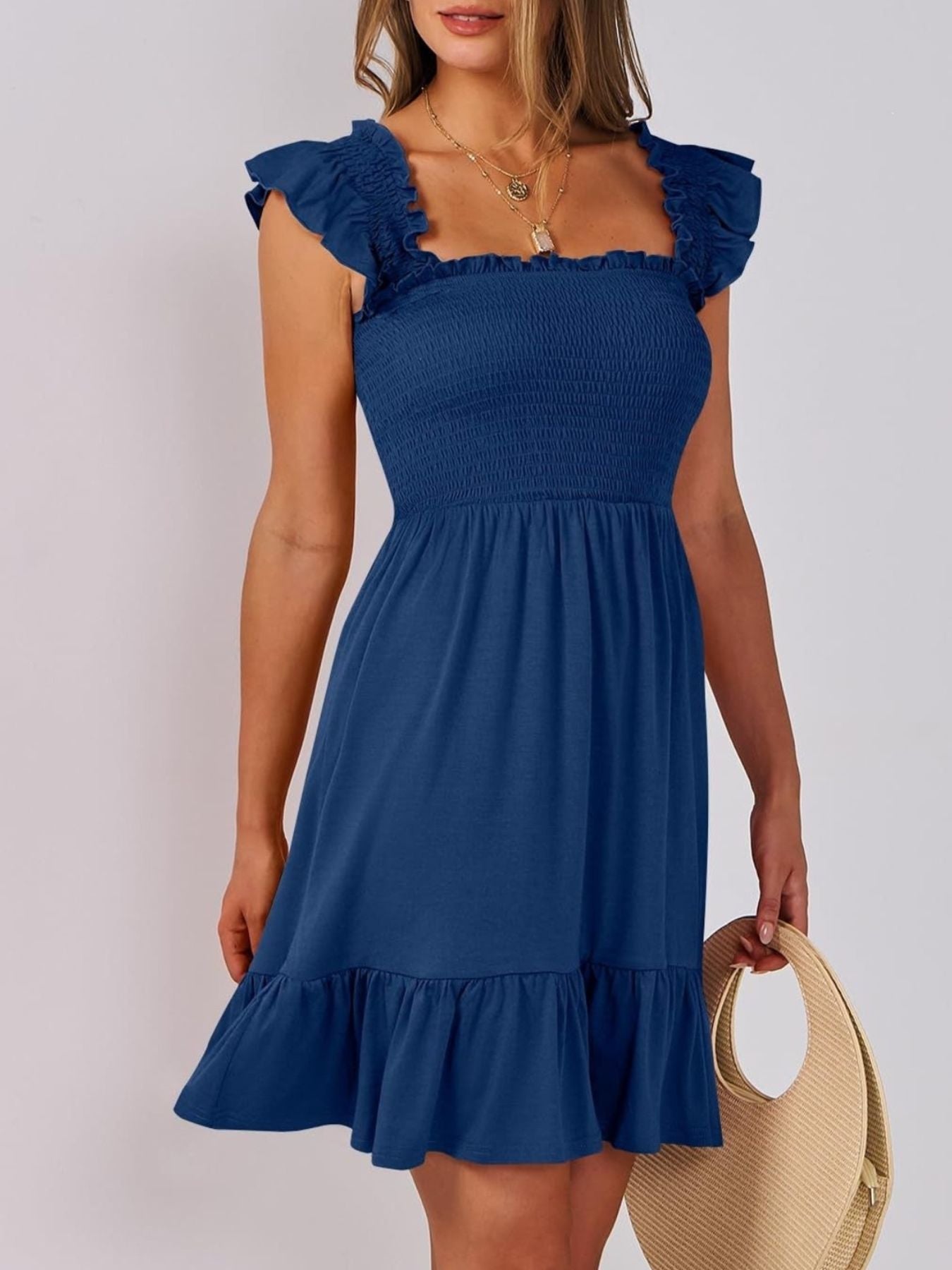 Smocked Ruffle Hem Mini Dress