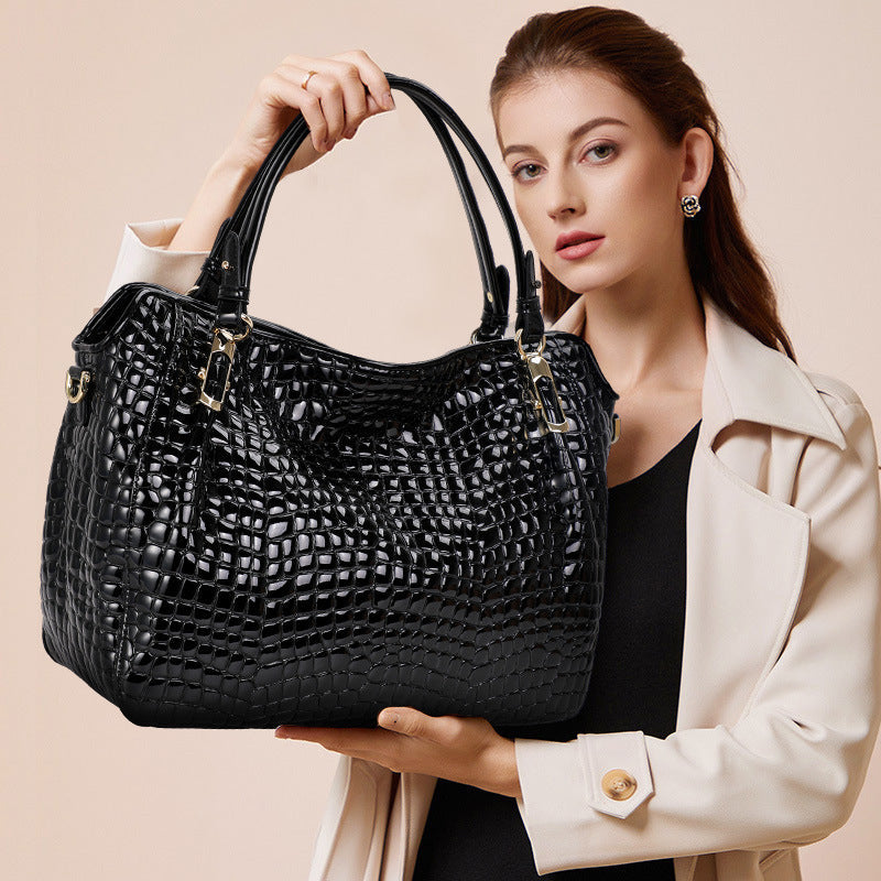 Crocodile Pattern Genuine Leather Tote Bag