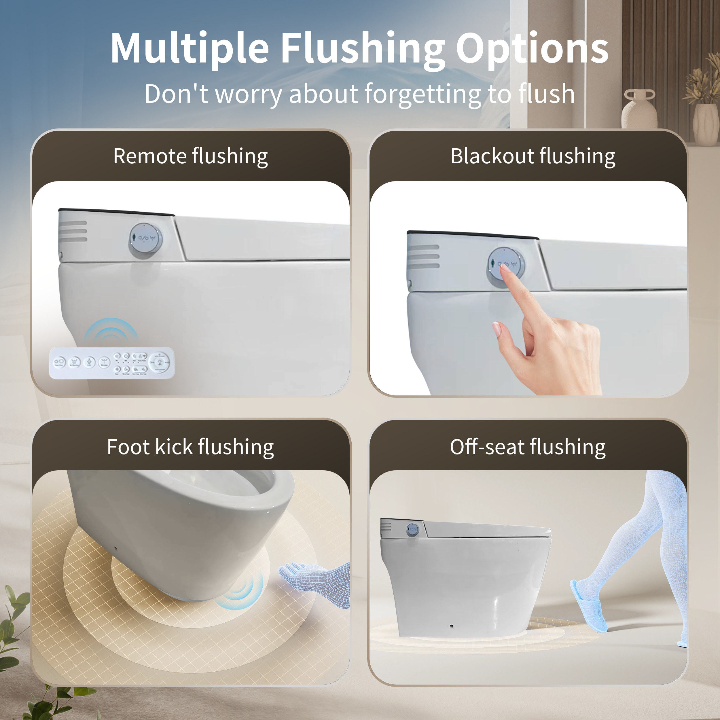 Tankless Smart Toilet with Built-In Bidet and Remote Control