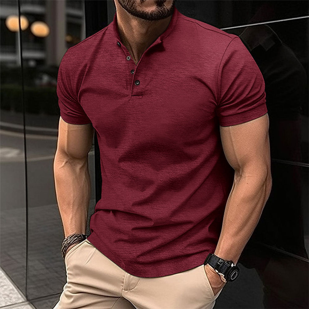 Men's Button Henley Neck Sports Polo Shirt