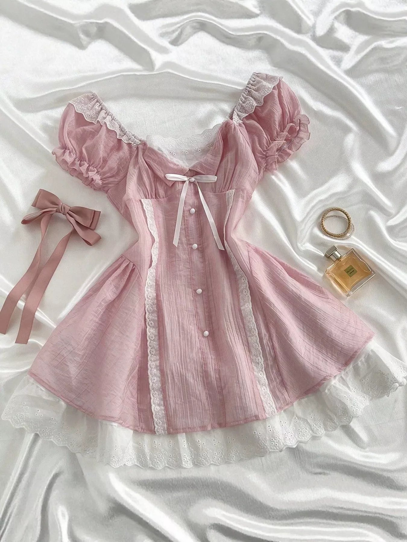 Lace Detail Cap Sleeve Dress