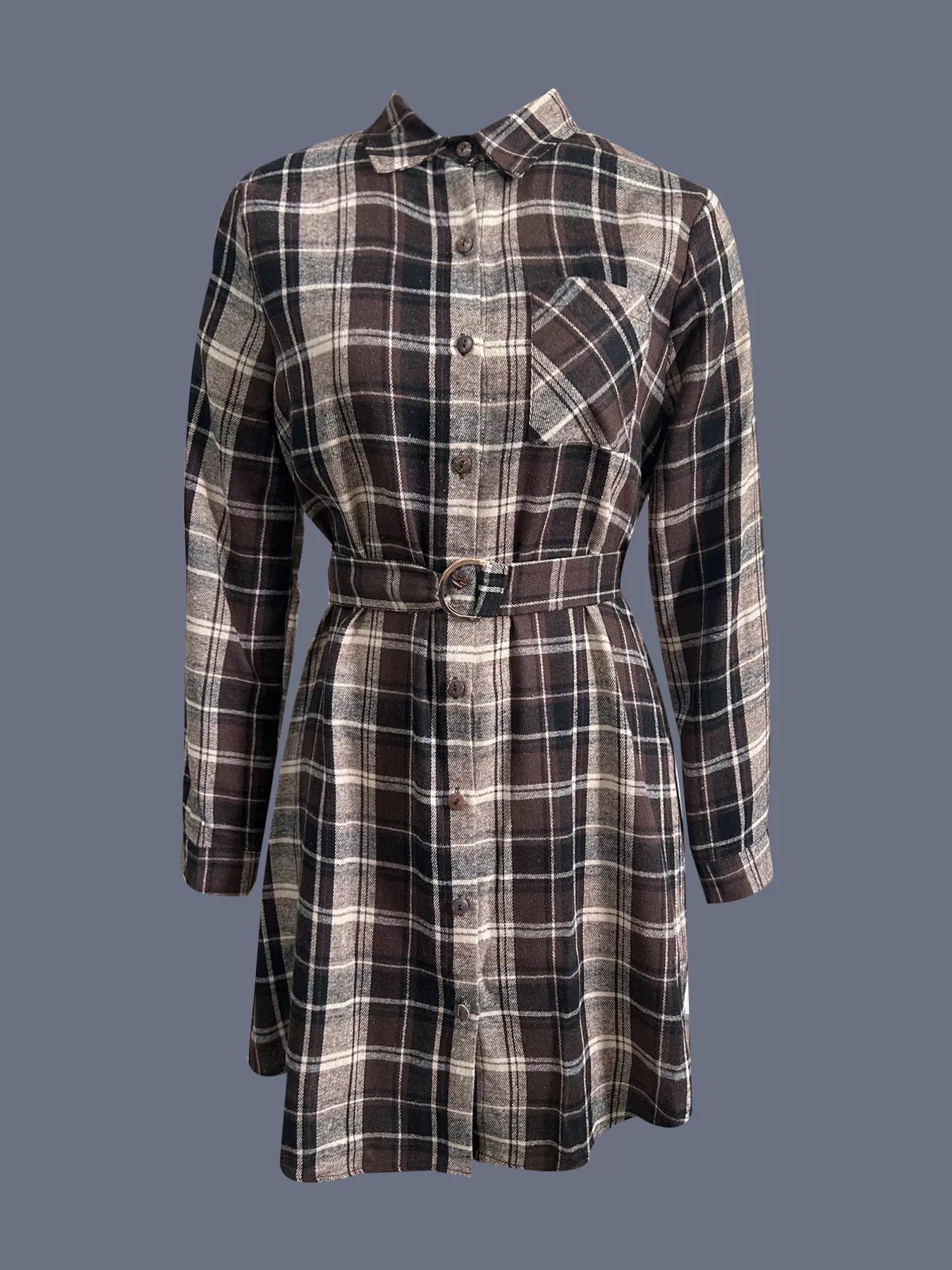 Plaid Button Up Shirt Dress