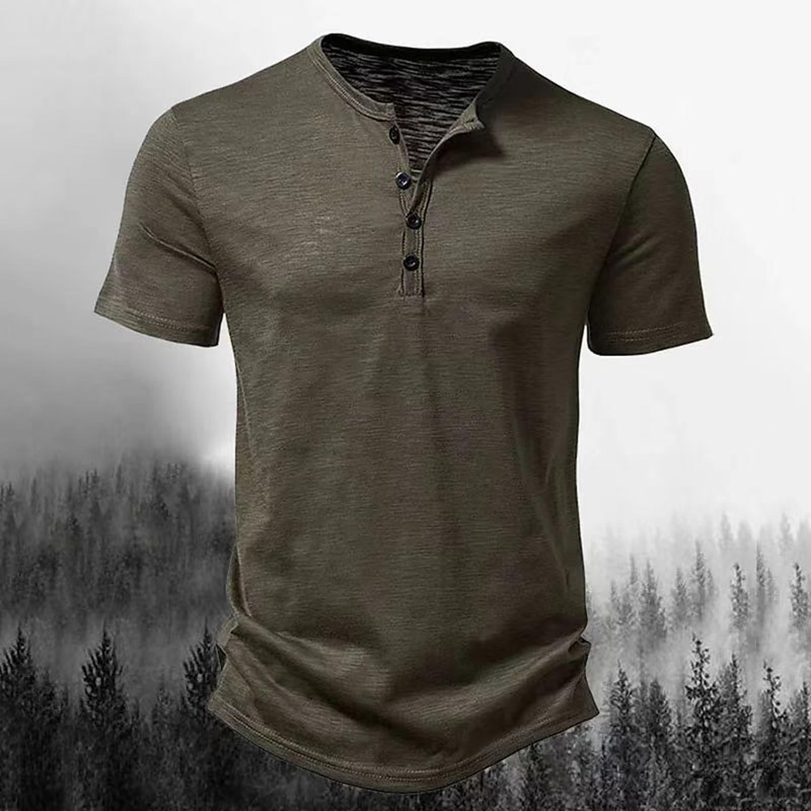 Solid color Henry collar T-shirt Polo shirt